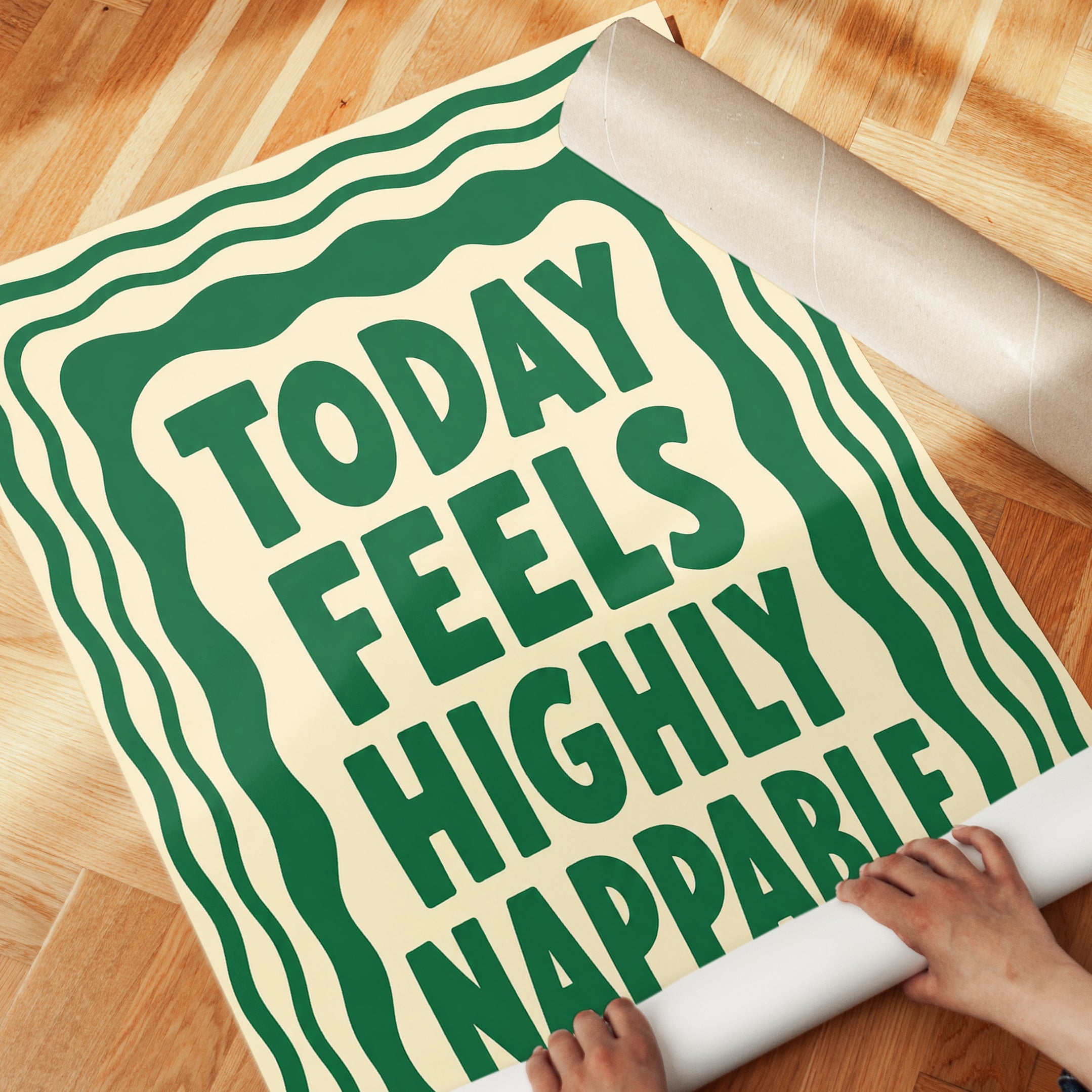 Motivational Typography Print: Retro Nap Quote (Green and Cream) - detail