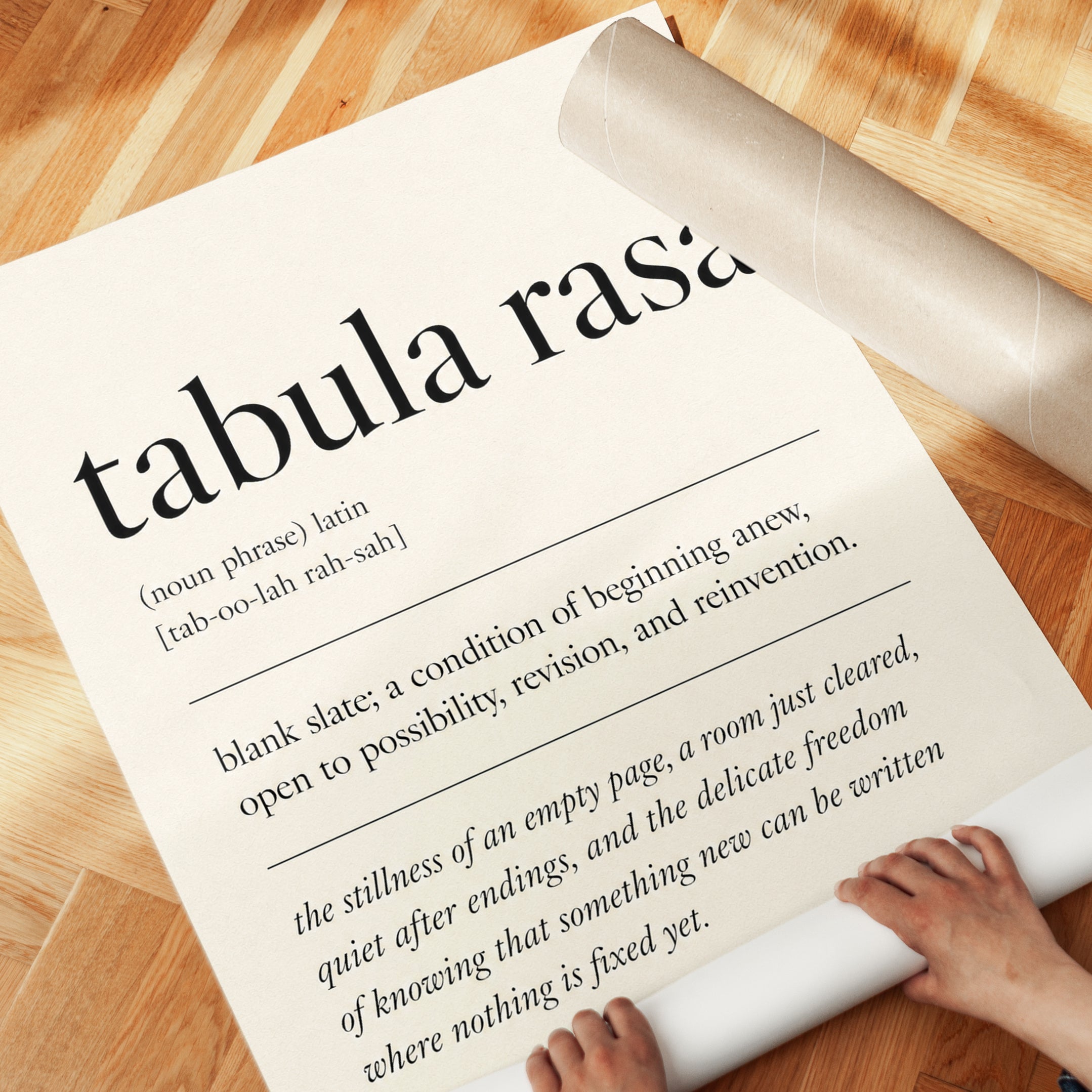 Tabula Rasa Definition Print: Minimalist Typography Wall Art - detail