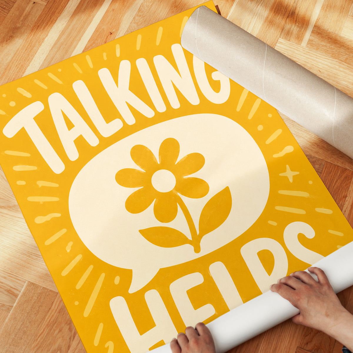 Talking Helps Print: Motivational Mental Health Art (Therapy Room) - detail