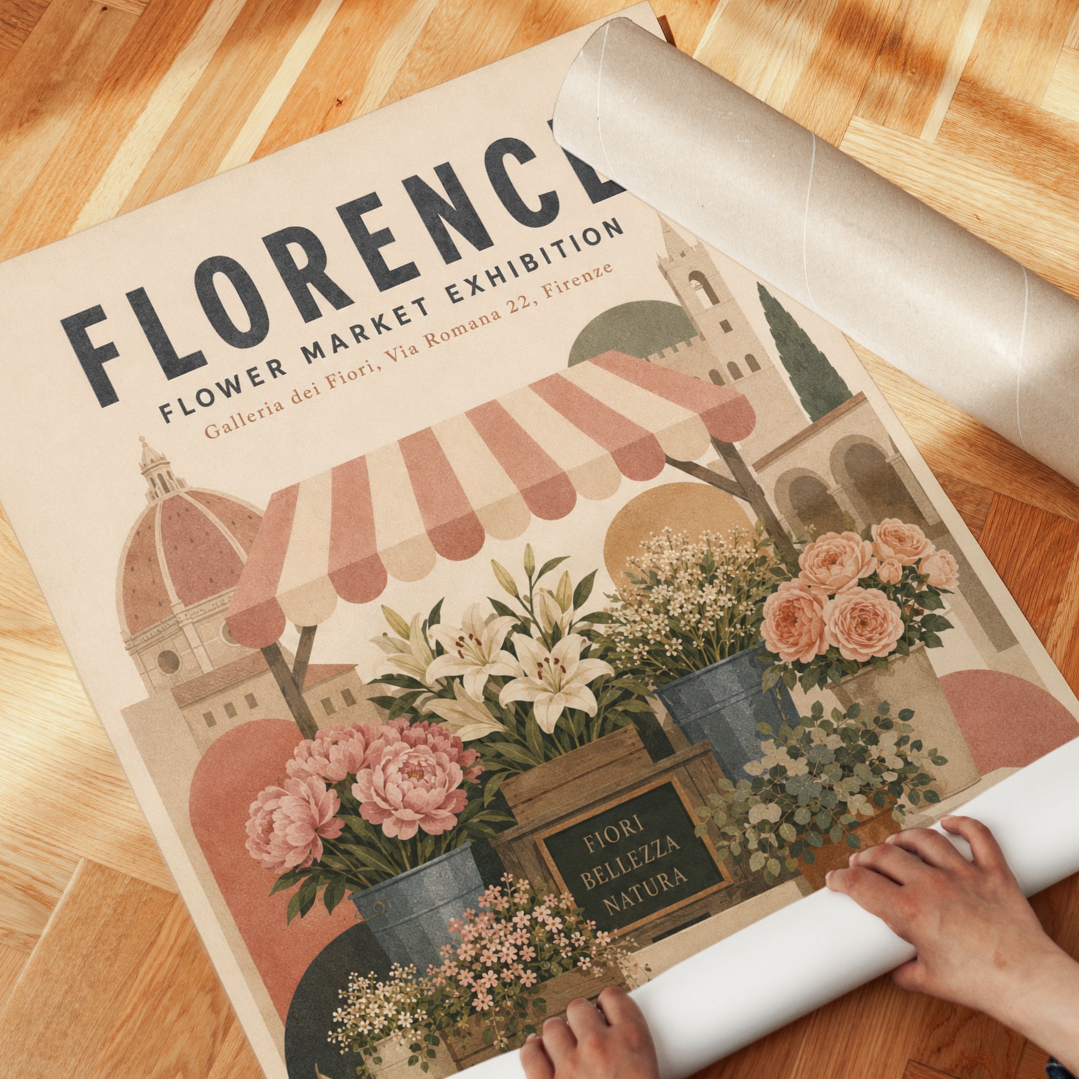 Florence Flower Market Print – Vintage Botanical Illustration - detail
