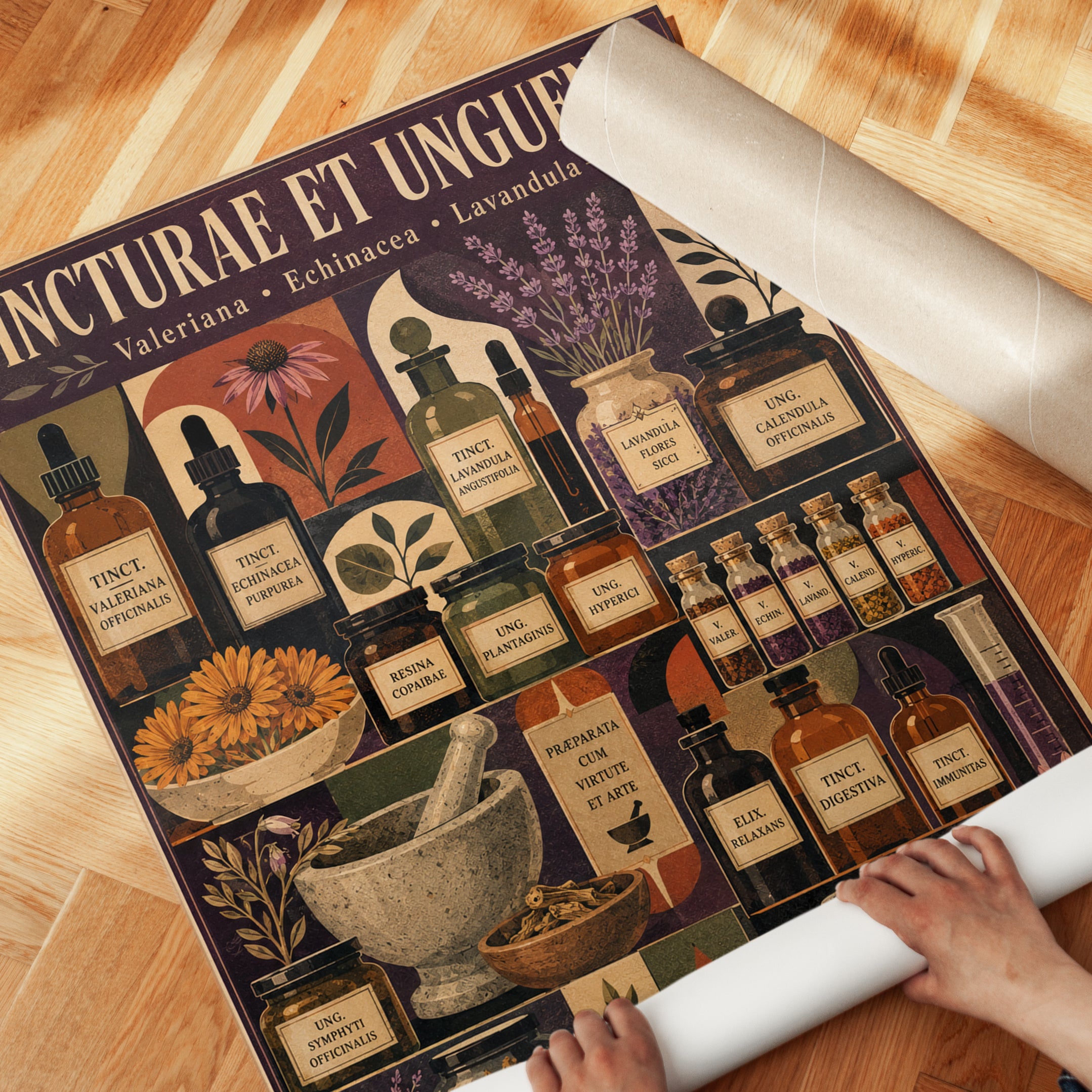 Vintage Herbal Apothecary Poster: Botanical Medicine Wall Art - detail