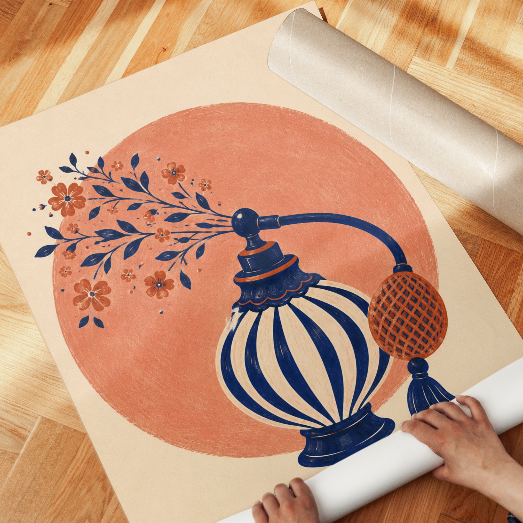Vintage Perfume Bottle Print - detail