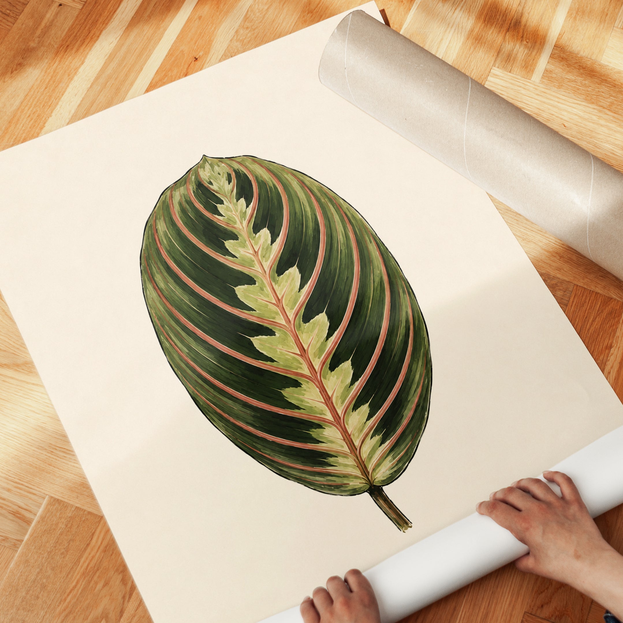Prayer Plant Wall Art – Botanical Leaf Print - detail