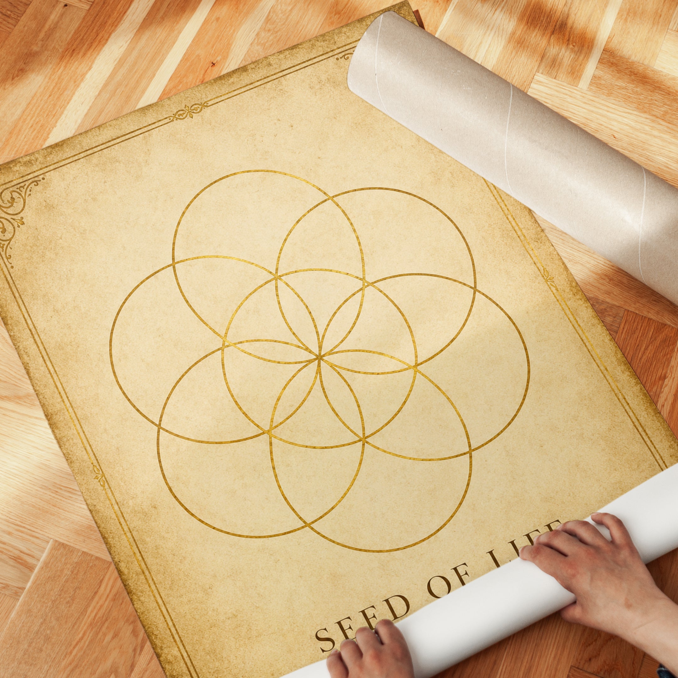 Sacred Geometry Print: Seed of Life Design - detail
