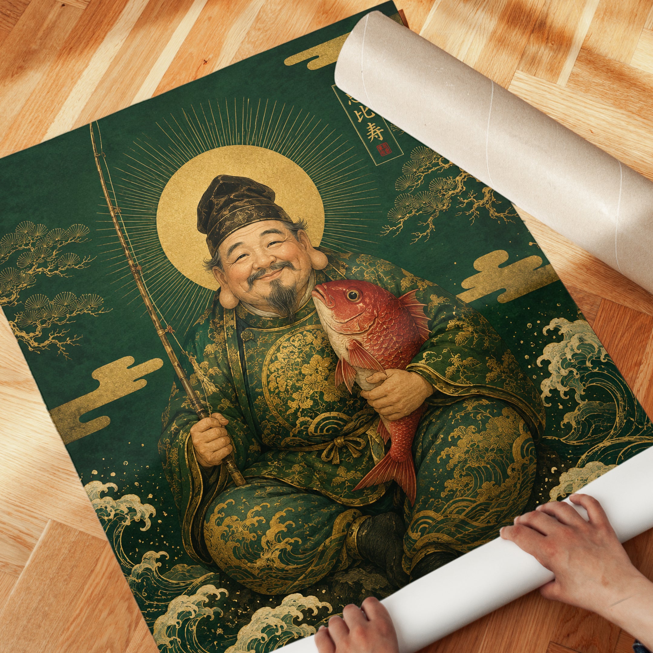 Ebisu Wall Art – Japanese God Print - detail