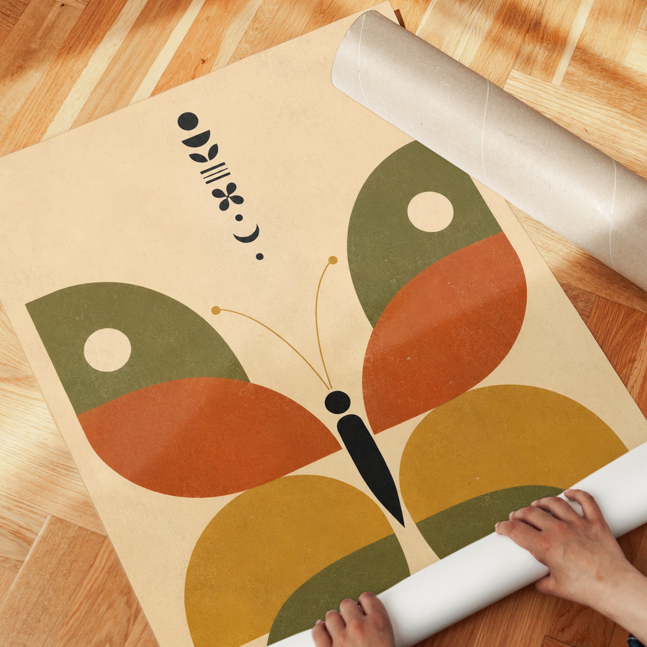 Mid Century Butterfly Print - detail