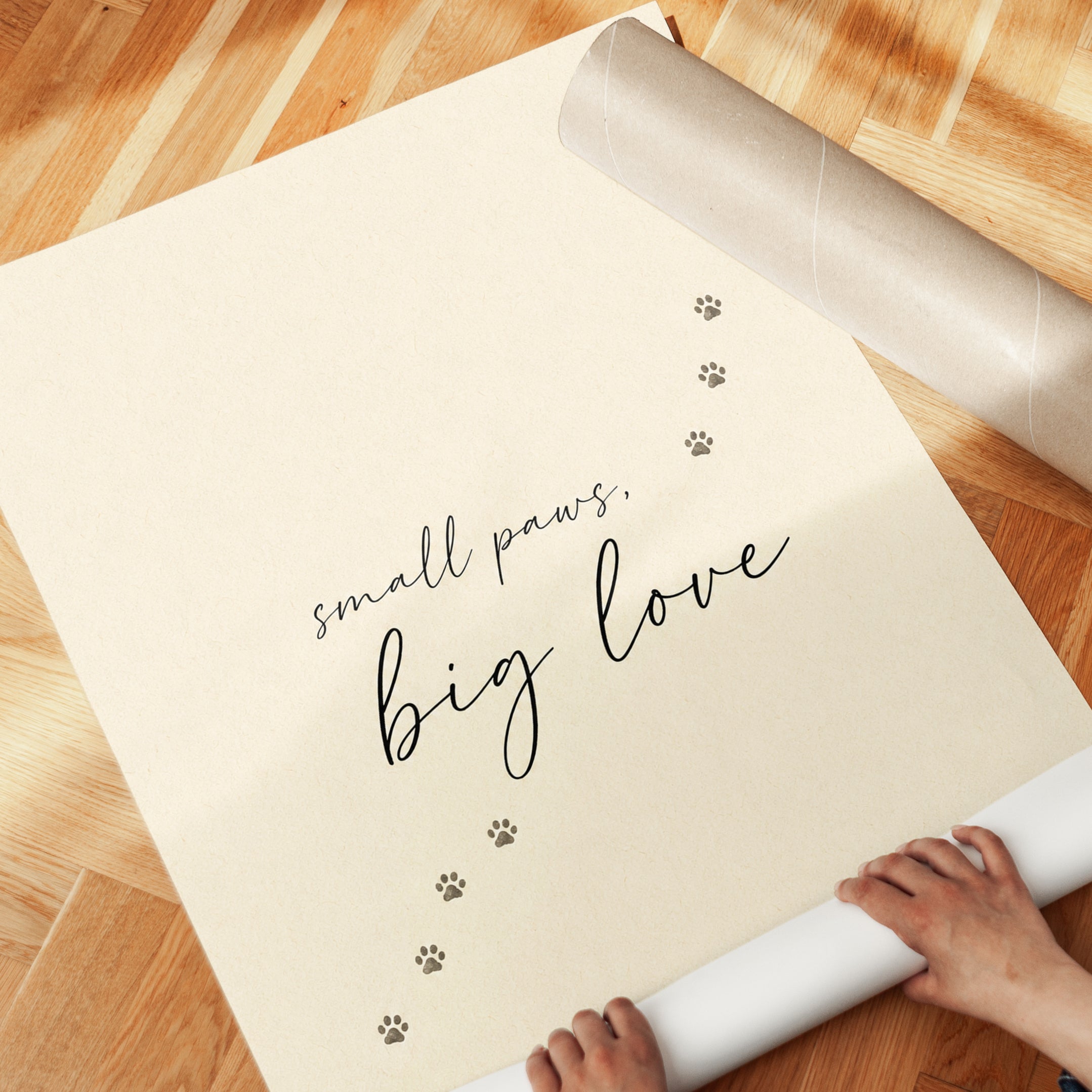 Small Paws Big Love Print: Minimalist Pet Typography Wall Art - detail