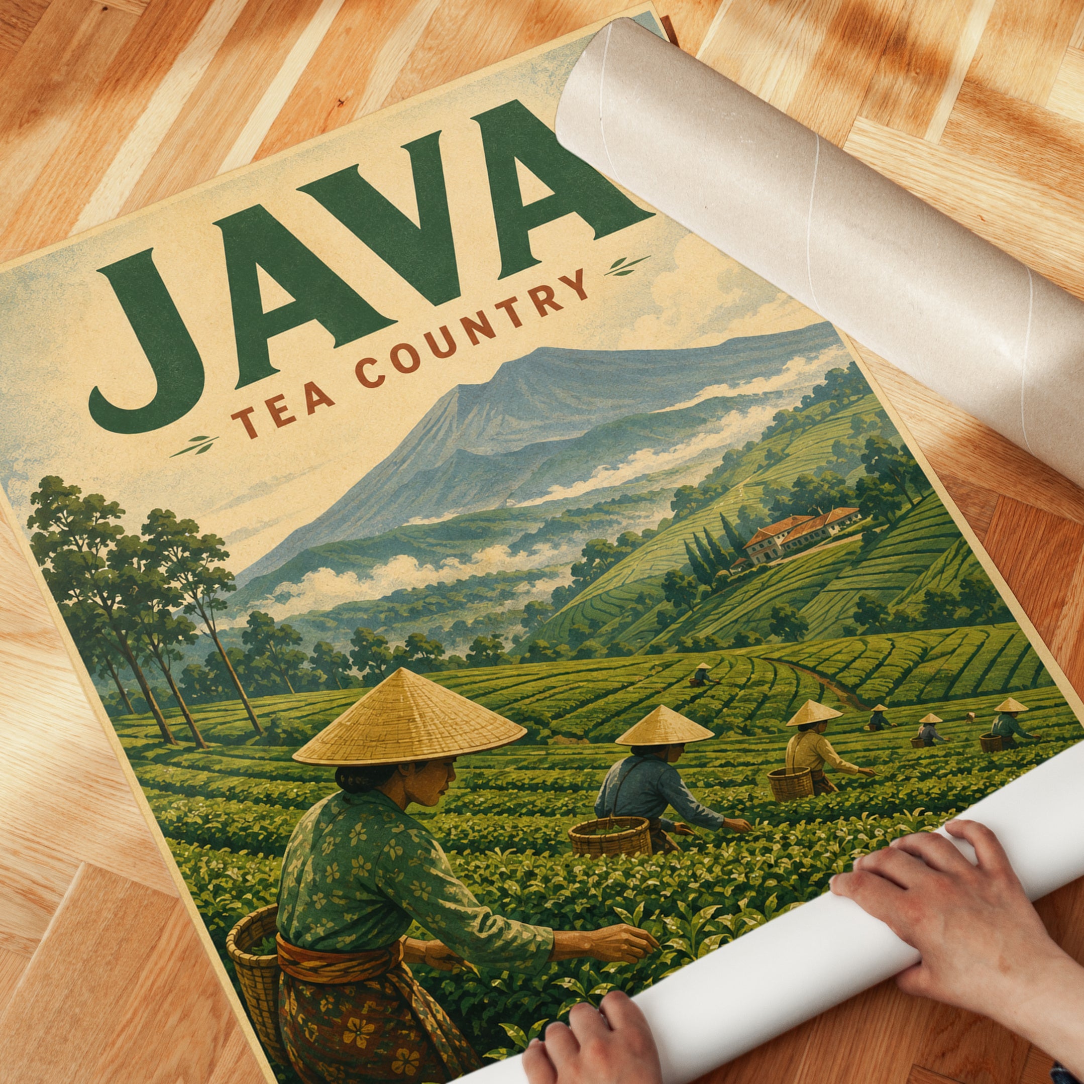 Vintage Travel Poster – Java Indonesia Print - detail
