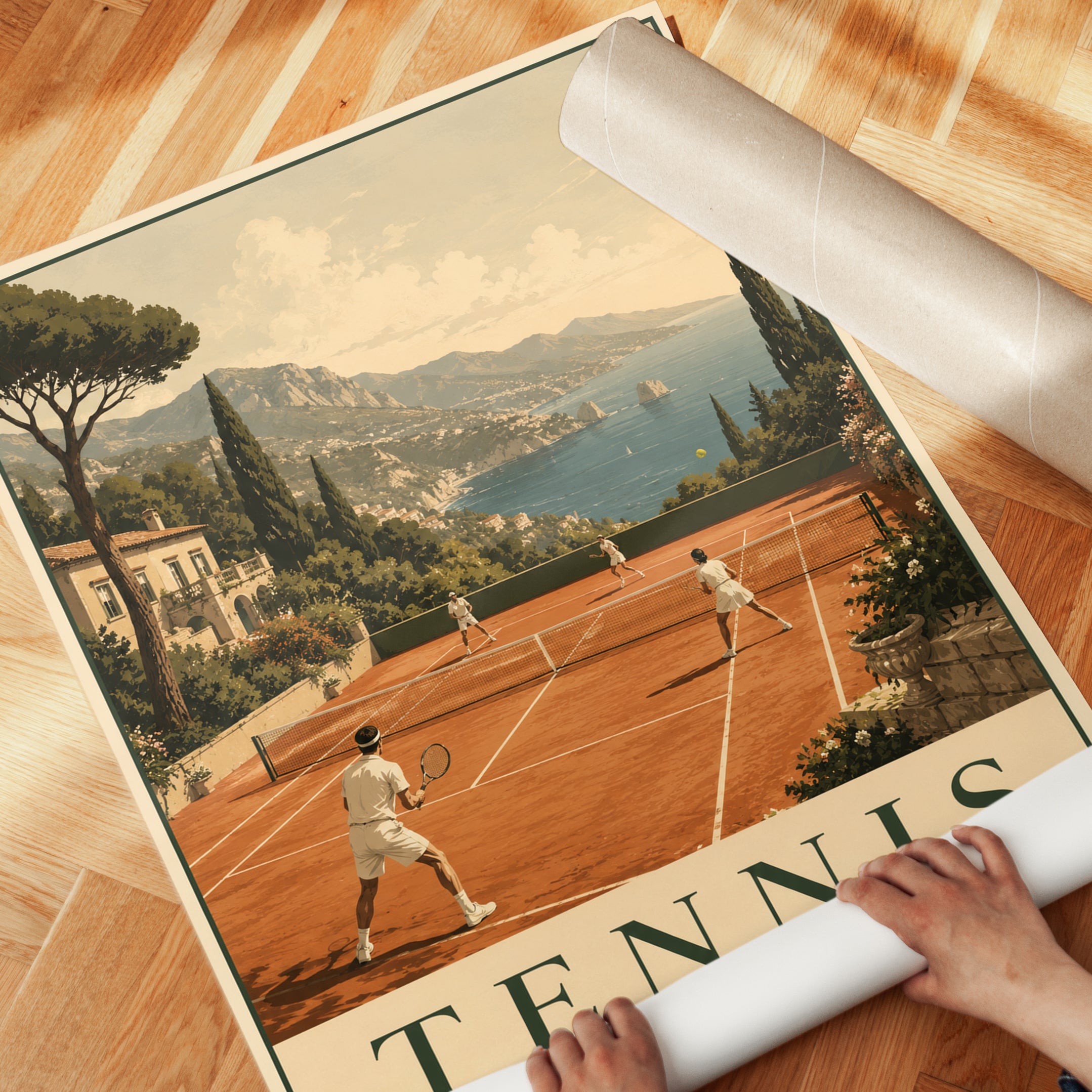 Mediterranean Clay Court Tennis Poster - detail