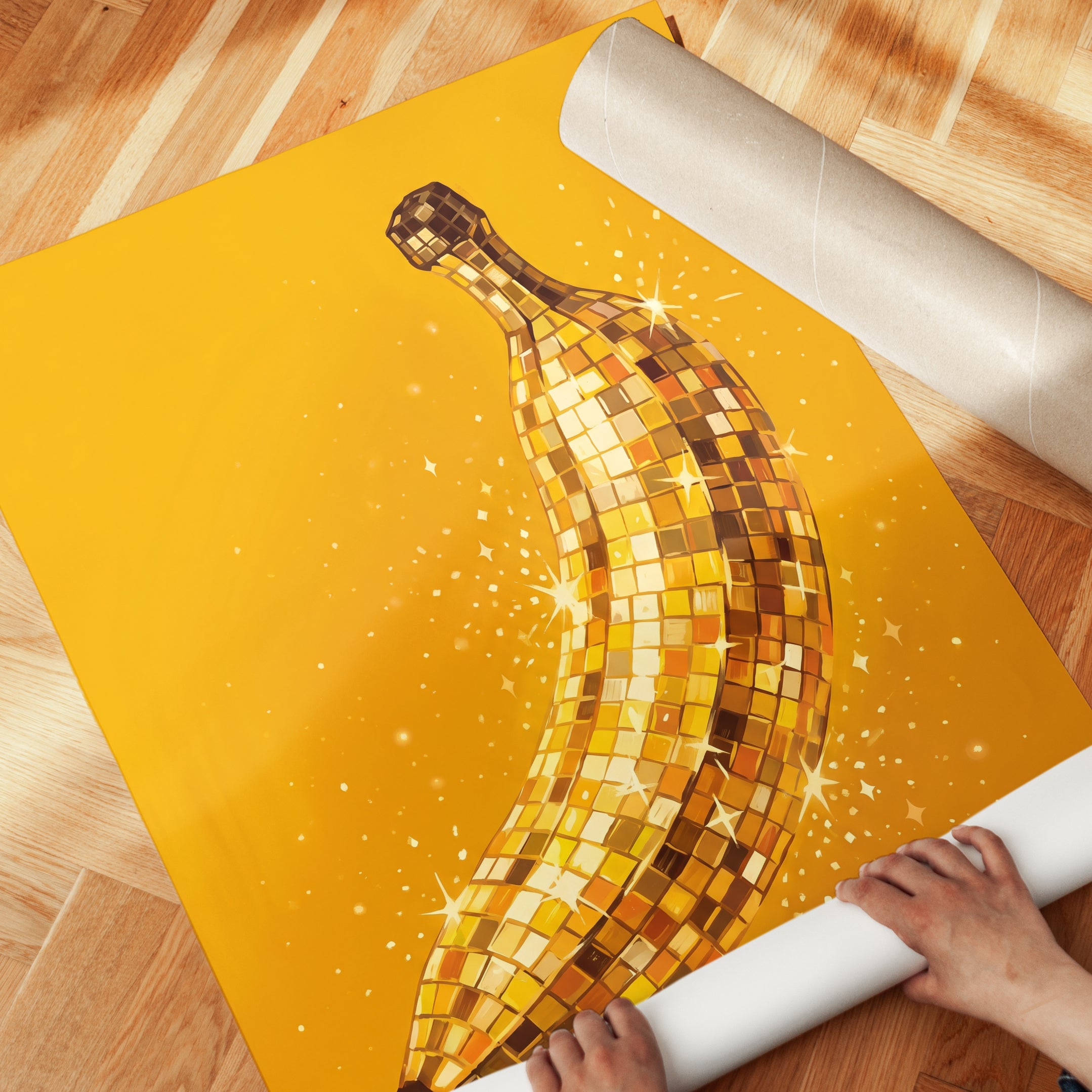 Banana Mosaic Print: Retro Disco Pop Art (Kitchen Wall Decor - detail