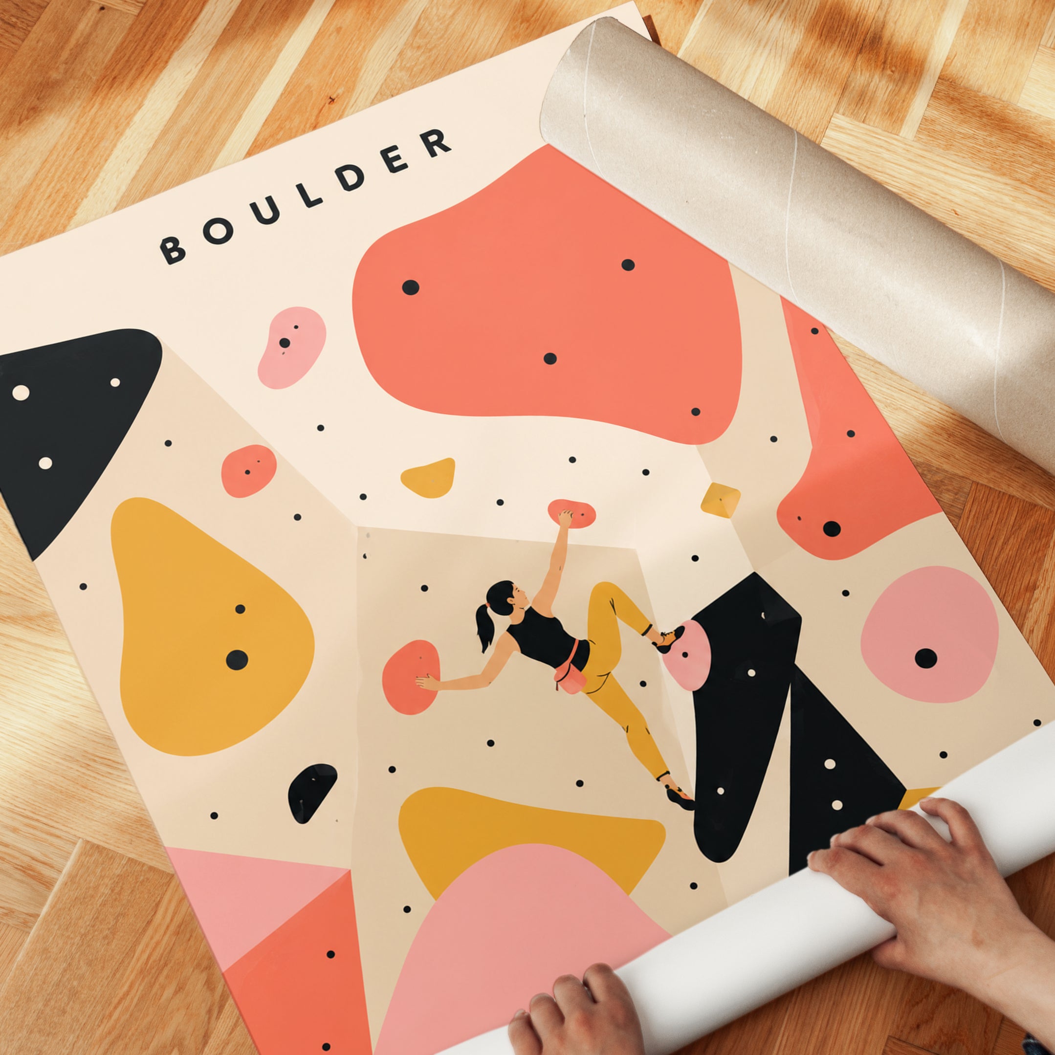 Rock Climbing Wall Art – Bouldering Print - detail