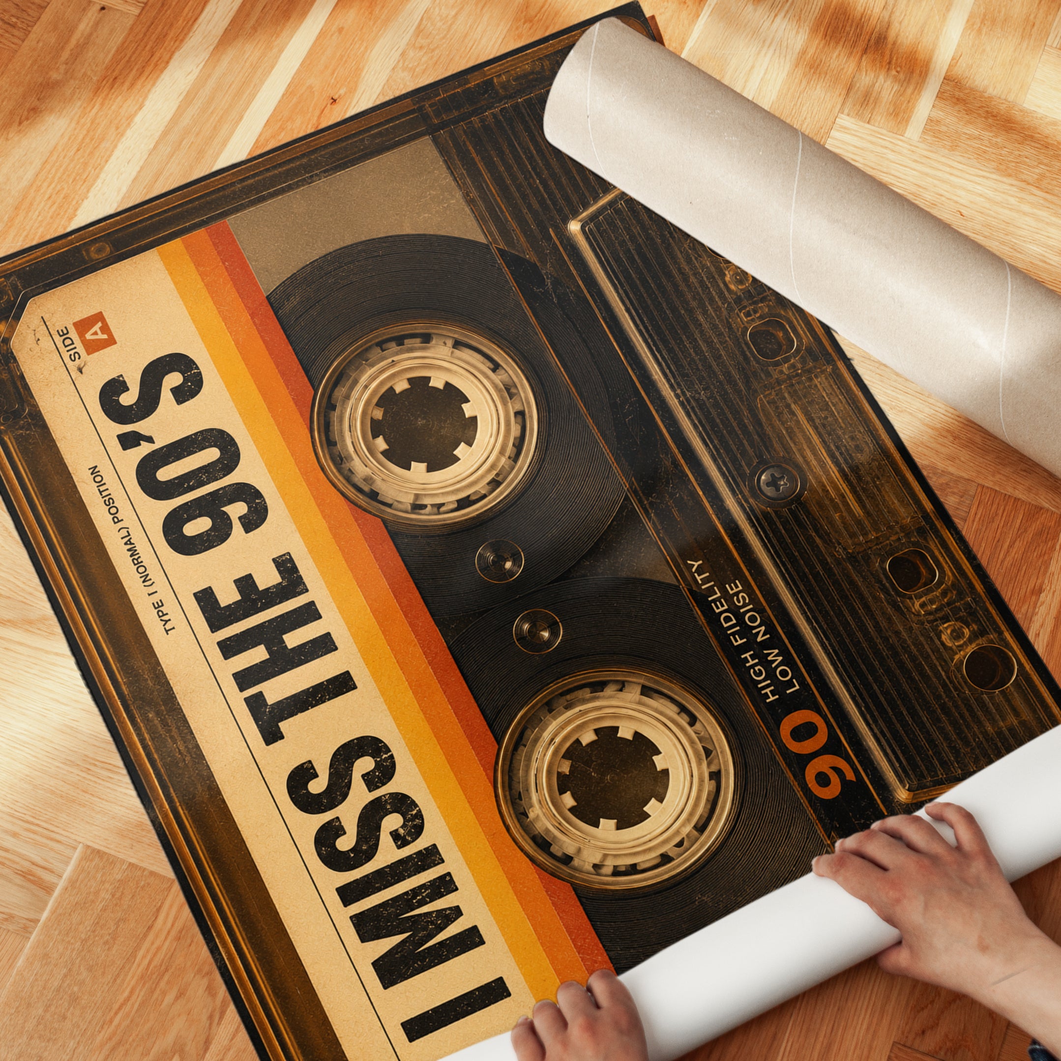 Vintage Cassette Tape Print: I Miss The 90s Retro Wall Art - detail
