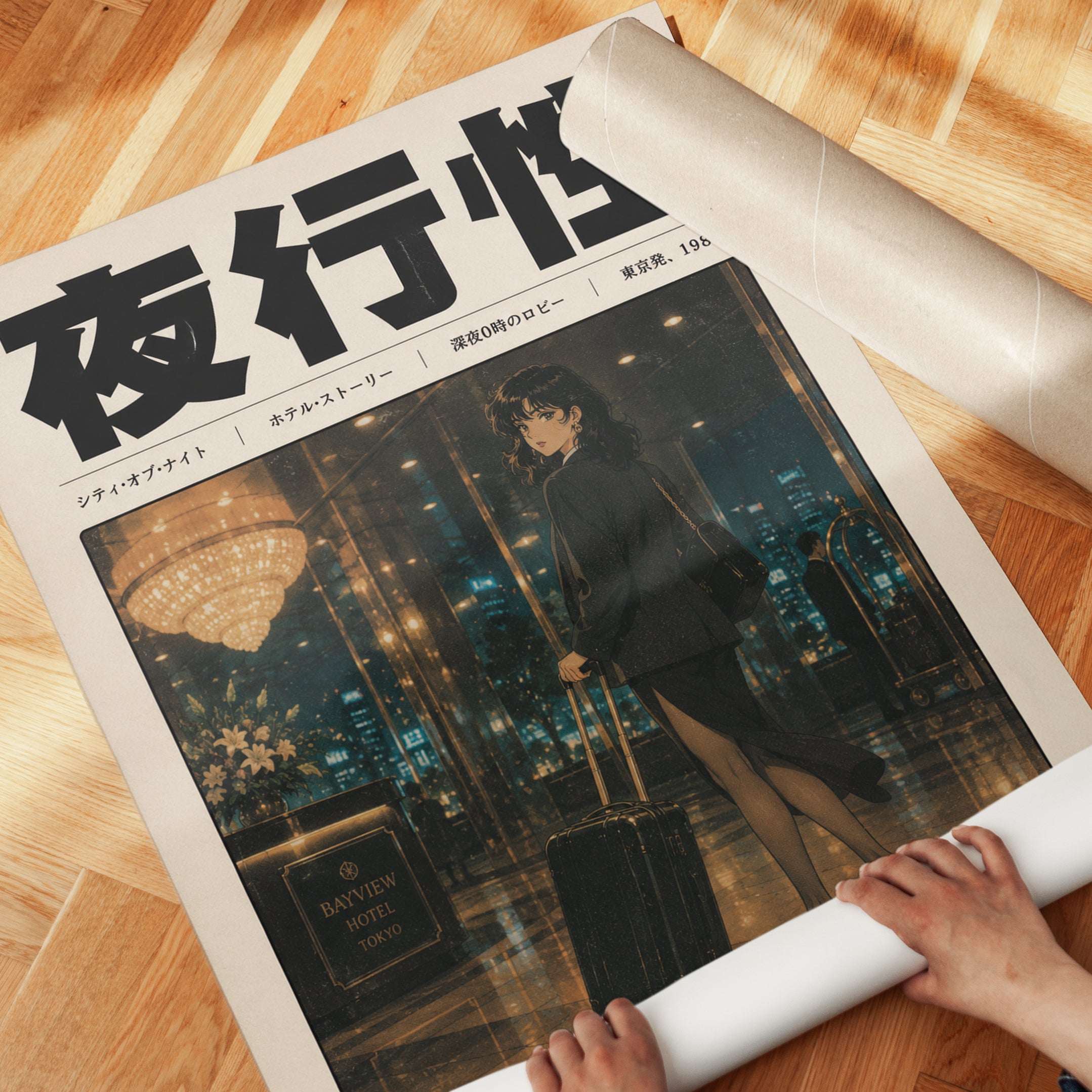 Tokyo Night Hotel Poster: Vintage Anime Style Wall Art - detail