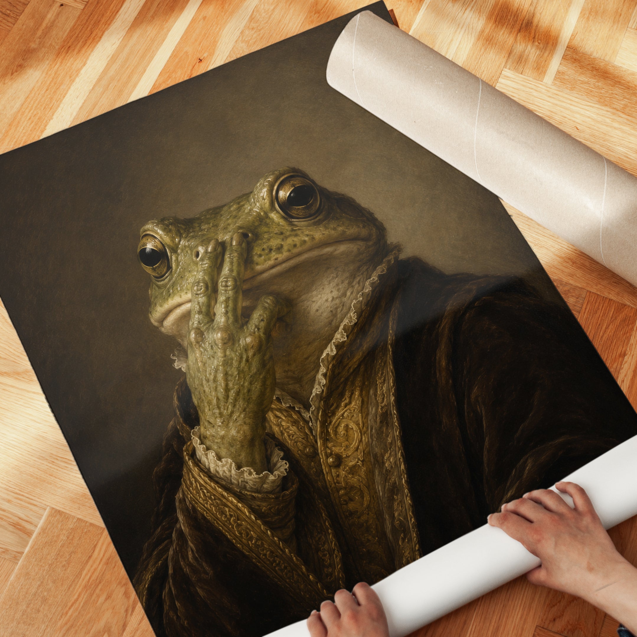 Funny Bathroom Poster Animal Portrait Print: Classical Renaissance - detail
