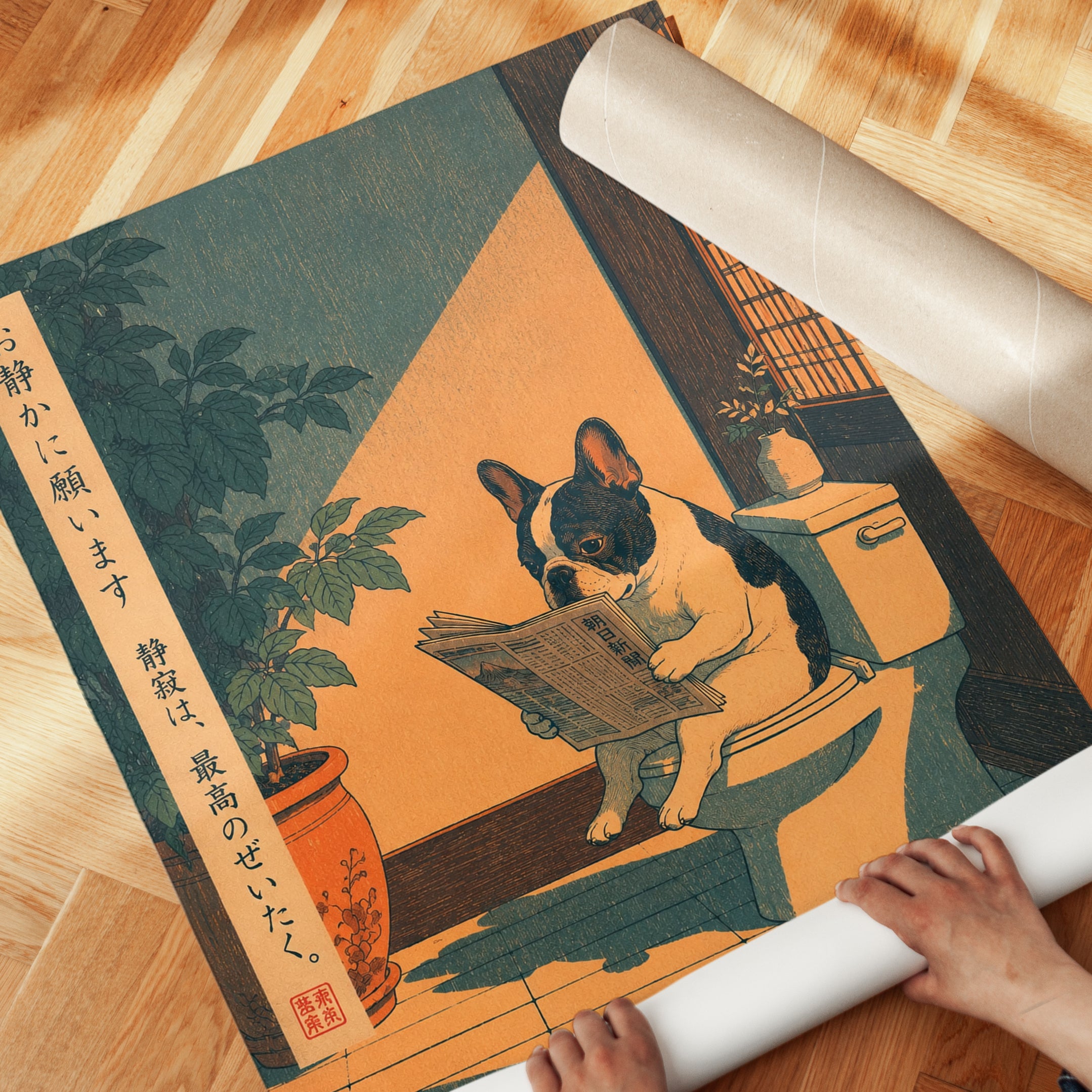 Japanese Dog Wall Art - detail