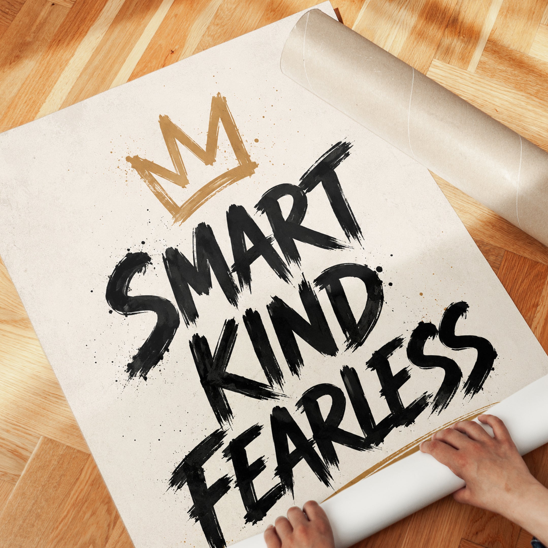 Motivational Wall Art – Smart Kind Fearless Print - detail