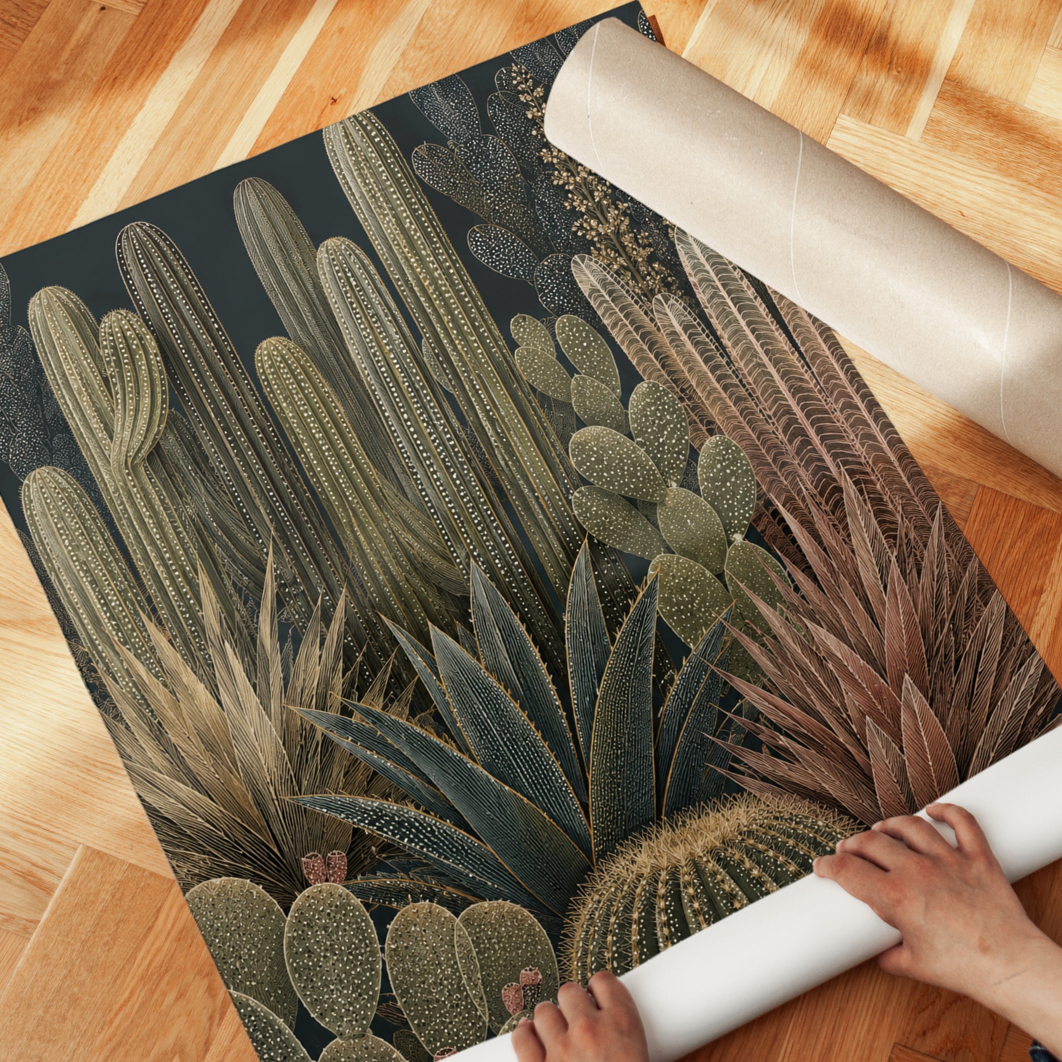 Vintage Cactus Wall Art – Botanical Print - detail