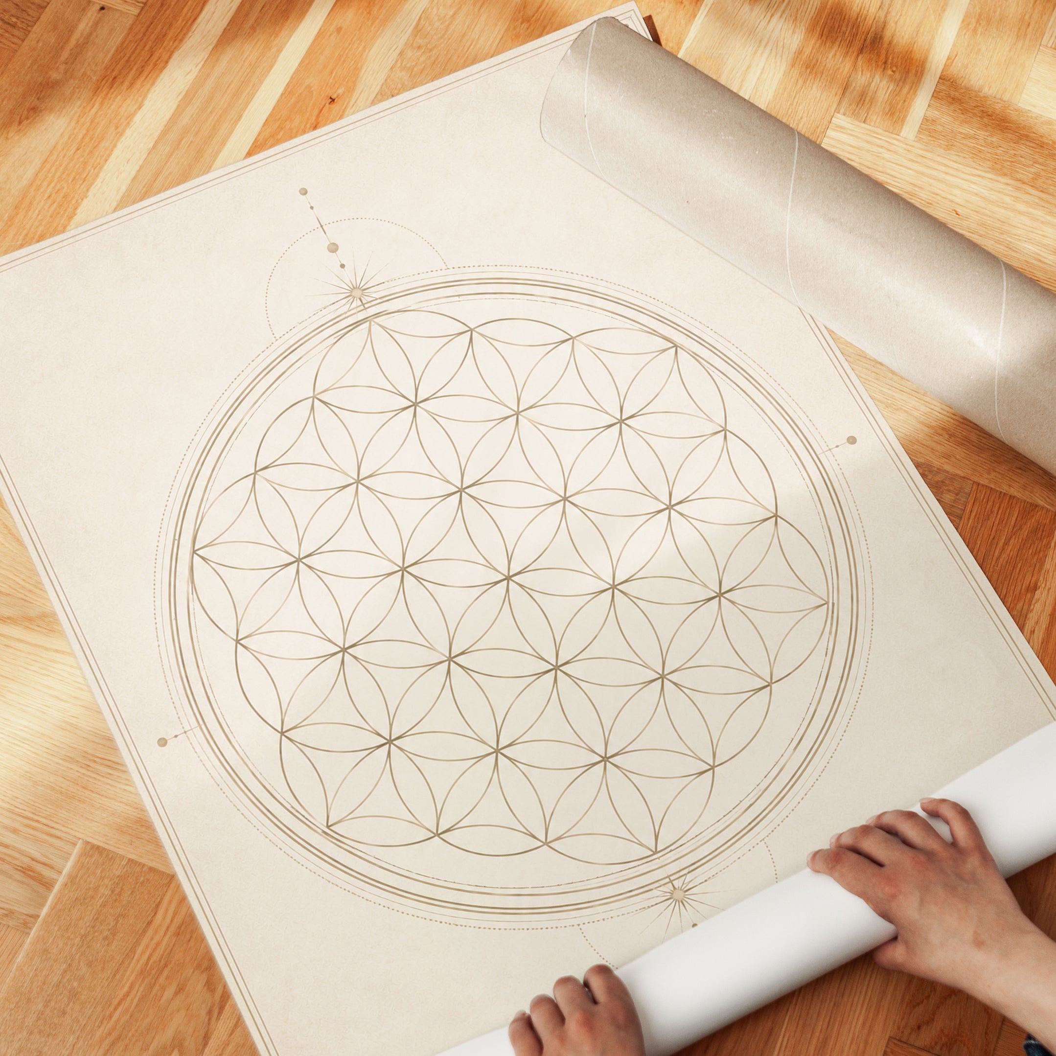 Gold Flower of Life Print - detail