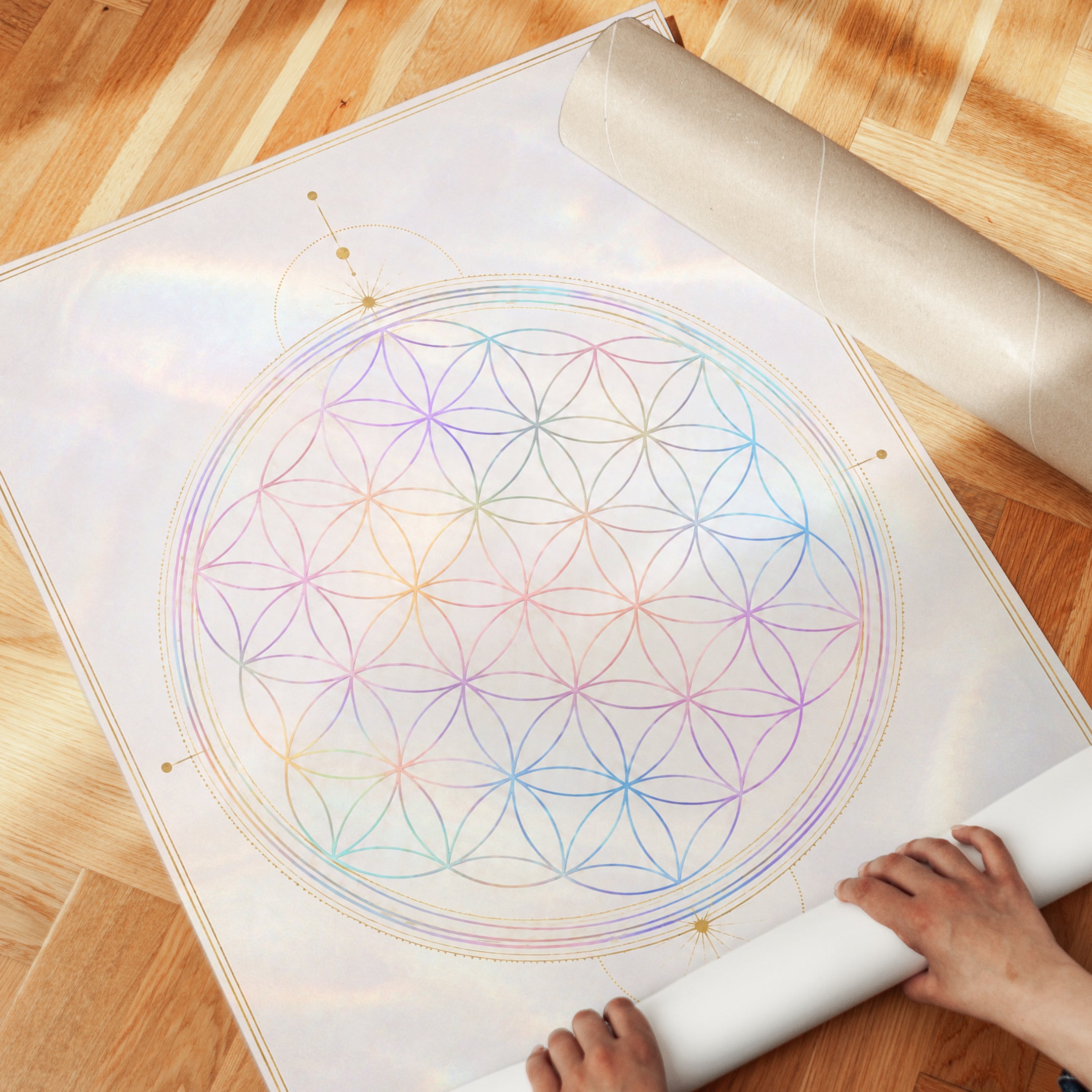 Sacred Geometry Wall Art: Flower of Life Mandala - detail