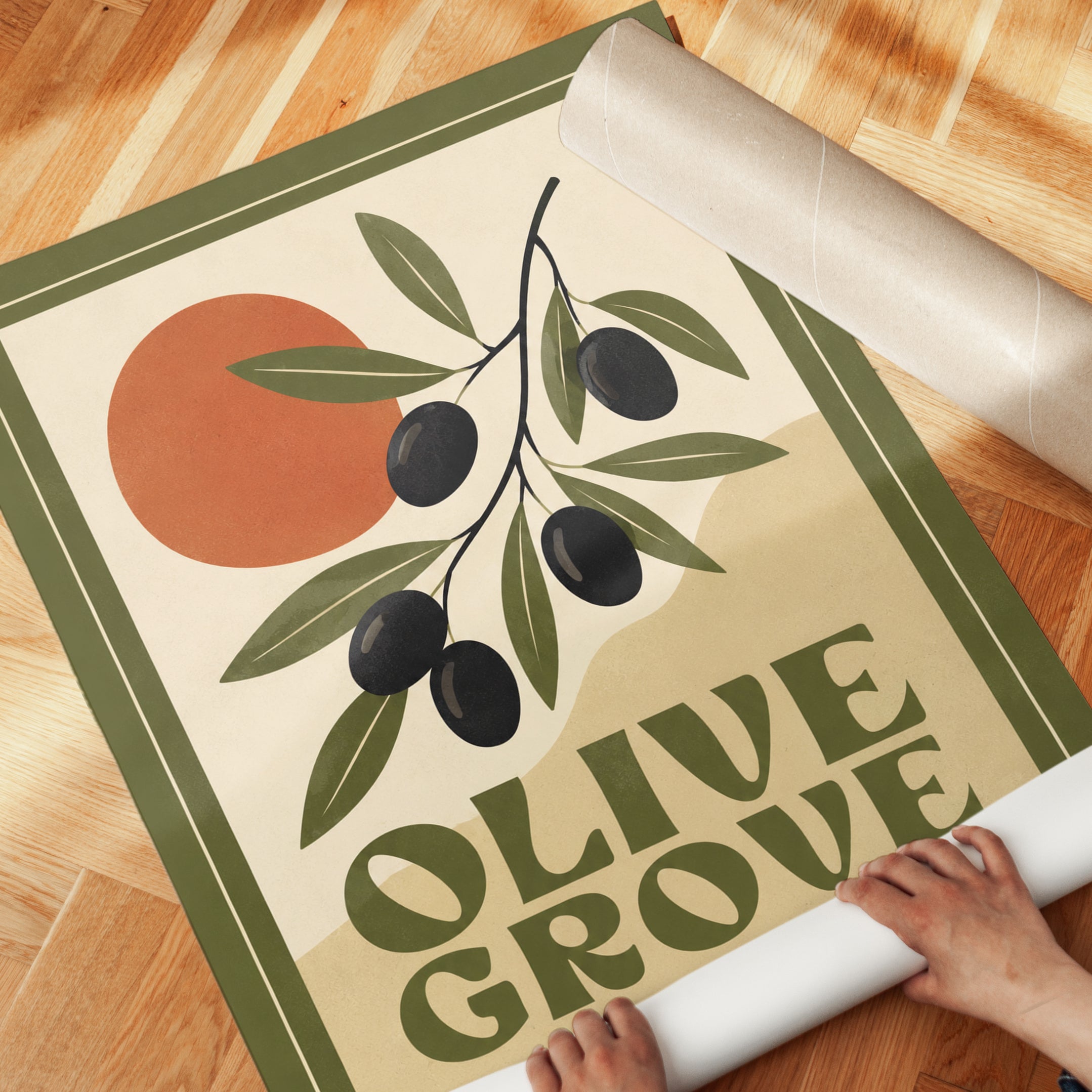 Mediterranean Olive Grove Poster - detail