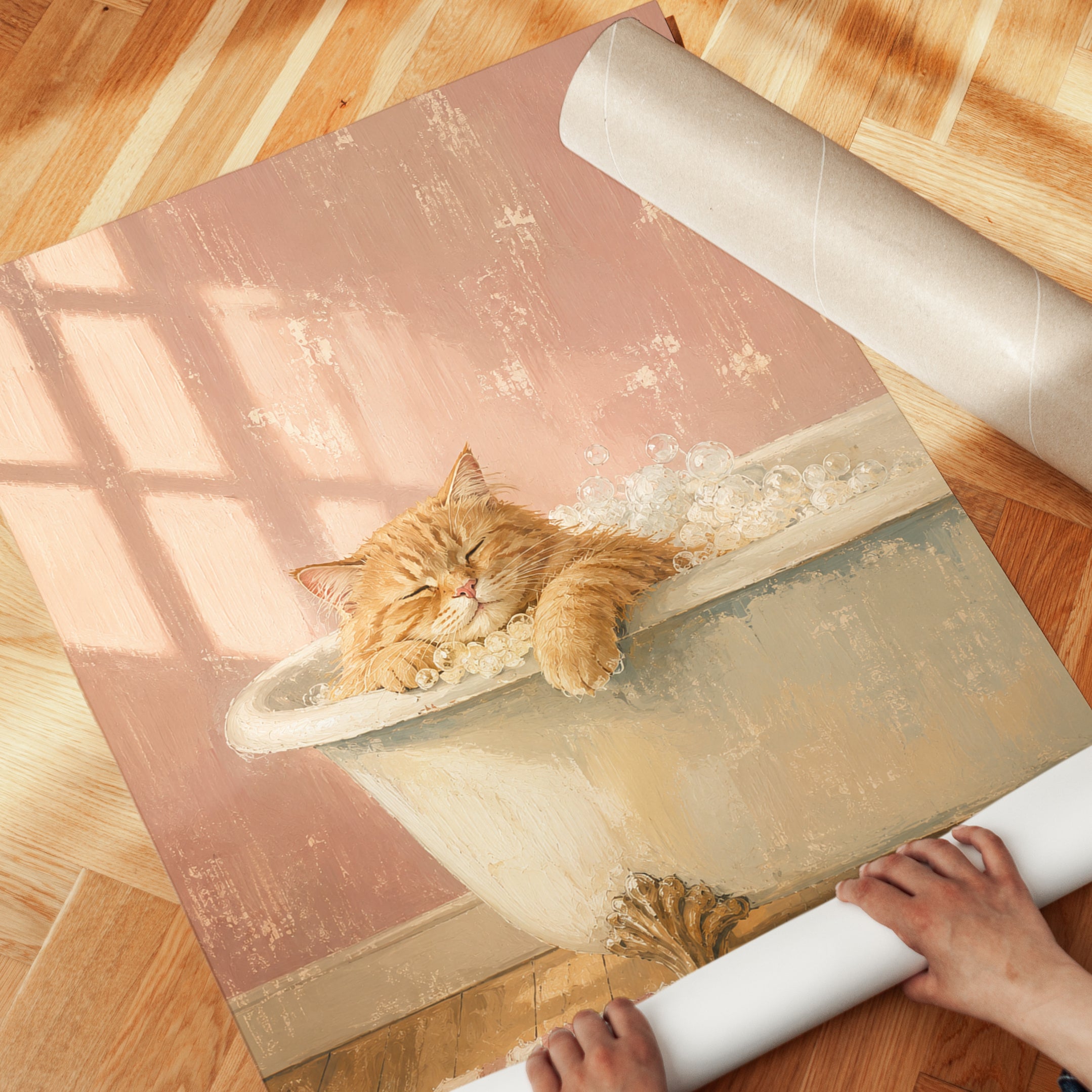 Cat Bathroom Wall Art - detail