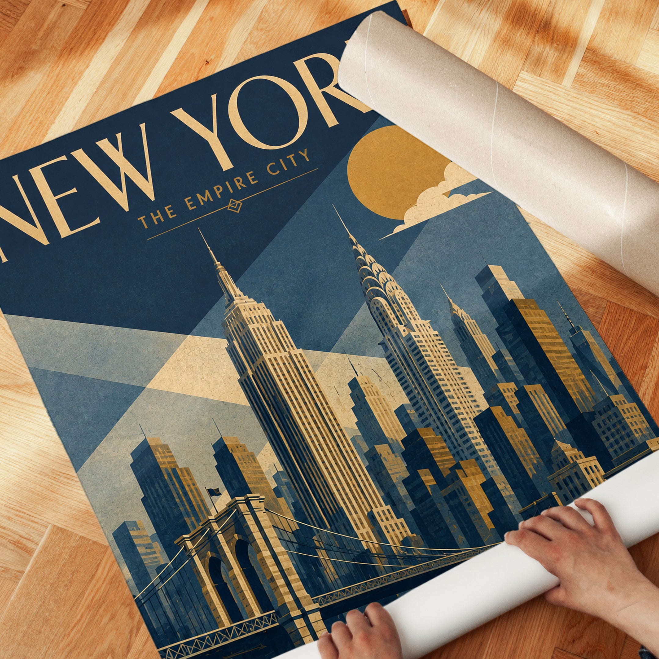 New York Travel Poster – Art Deco City Print - detail