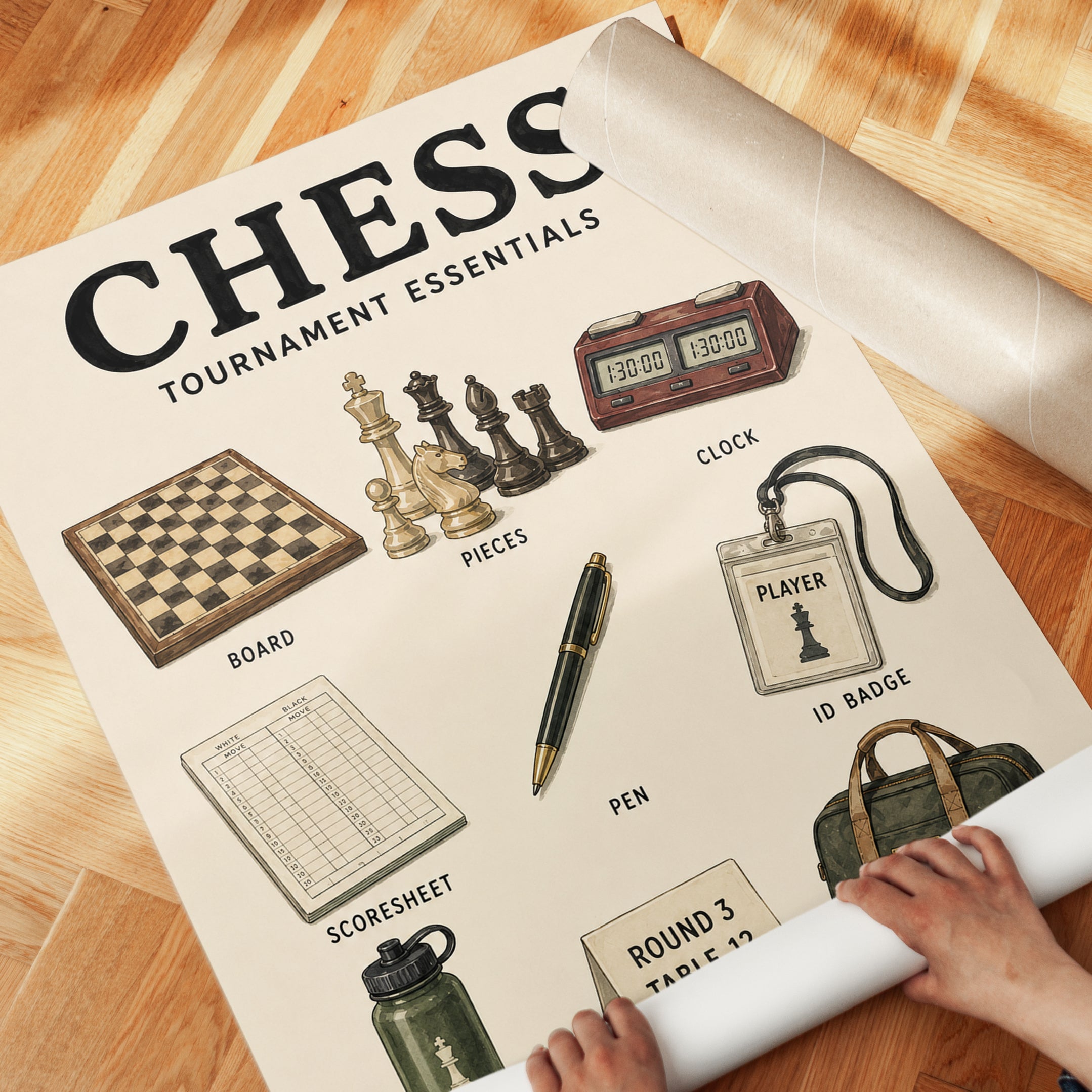 Chess Tournament Print — Illustrated Essentials Guide - detail