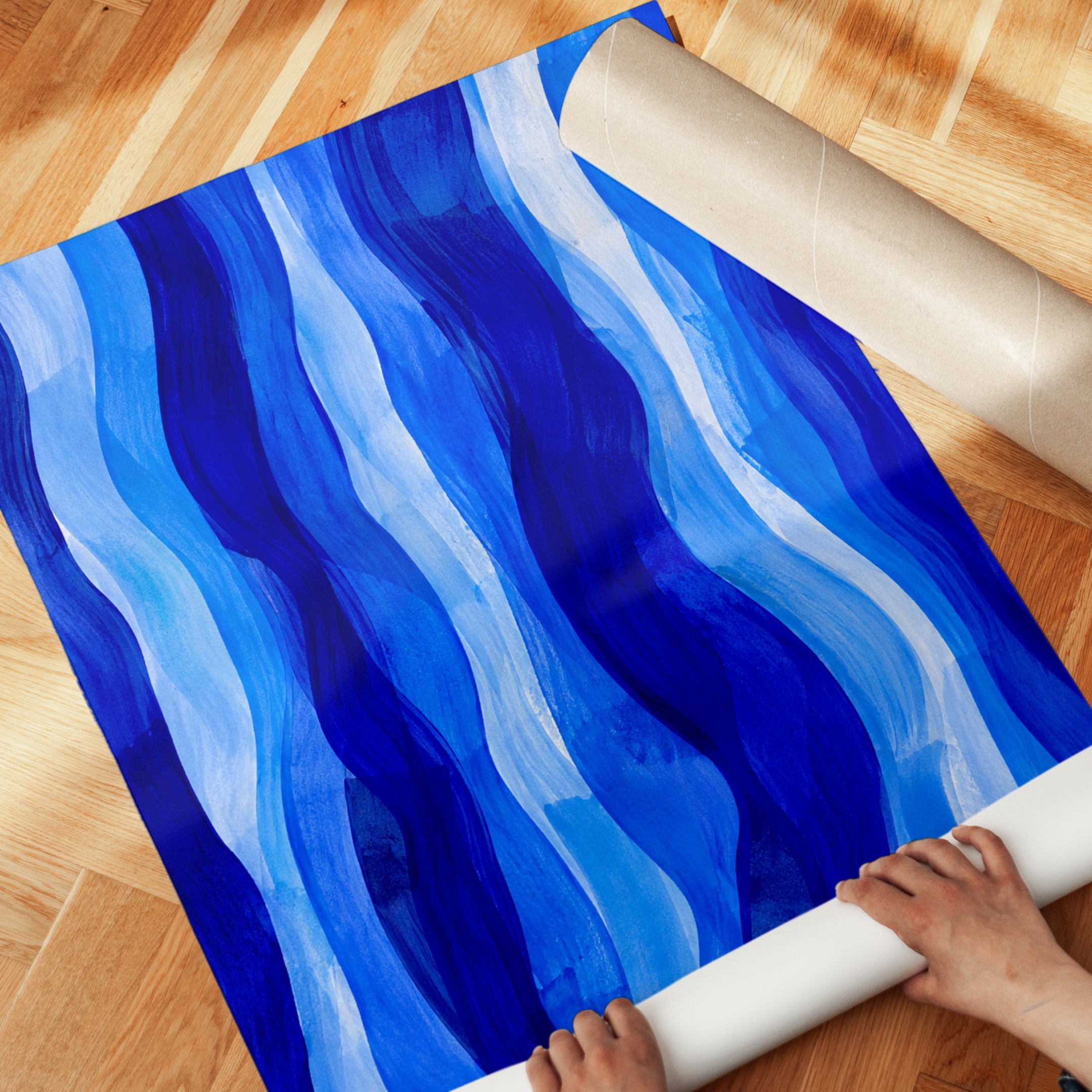 Blue Wave Wall Art – Abstract Ocean Print - detail