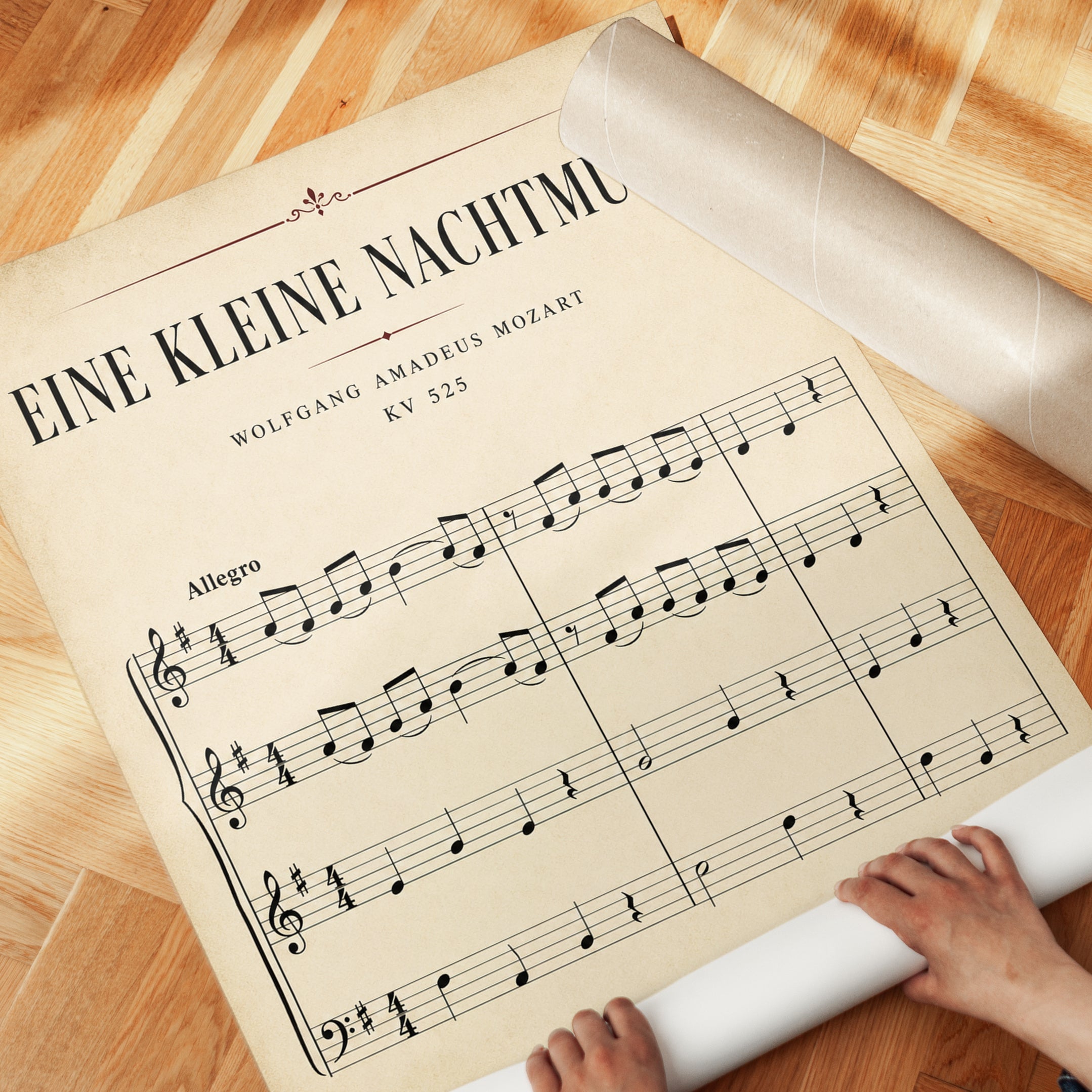 Mozart Eine Kleine Nachtmusik Sheet Music Art Print - detail