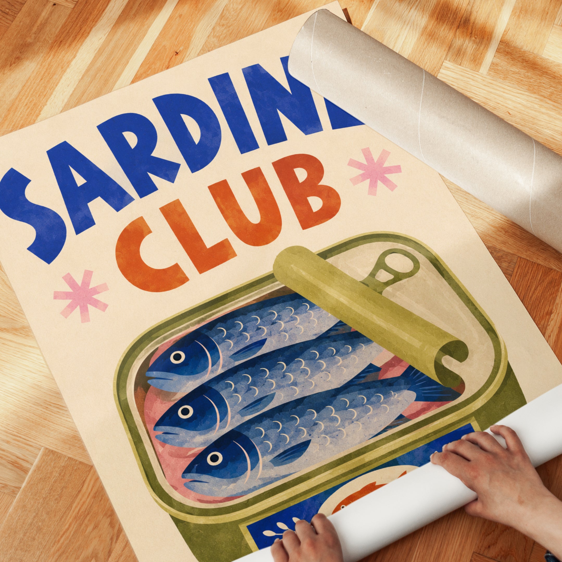 Sardine Can Wall Art – Retro Kitchen Print - detail