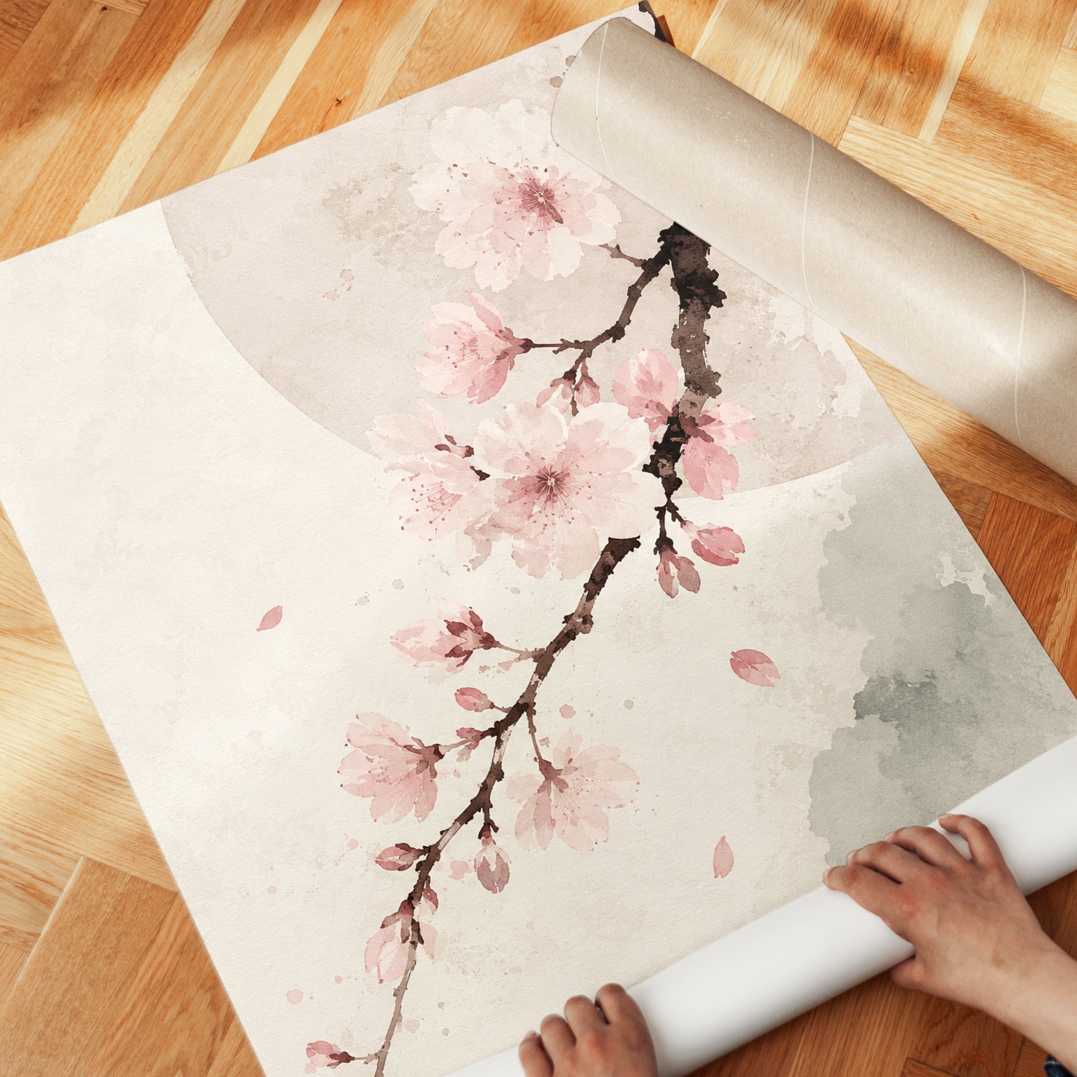 Cherry Blossom Watercolor - detail