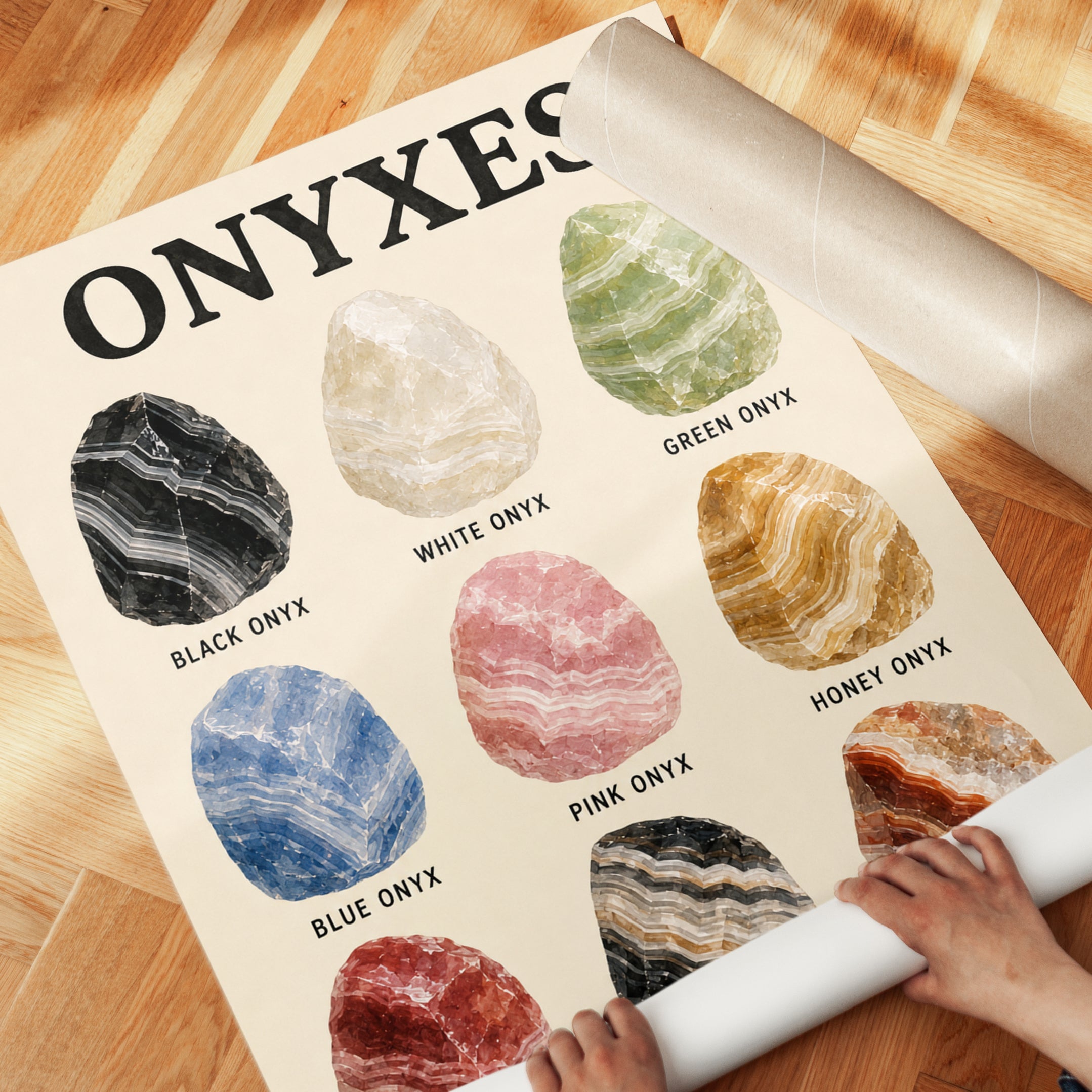 Onyx Crystal Chart Print — Educational Geology Guide - detail