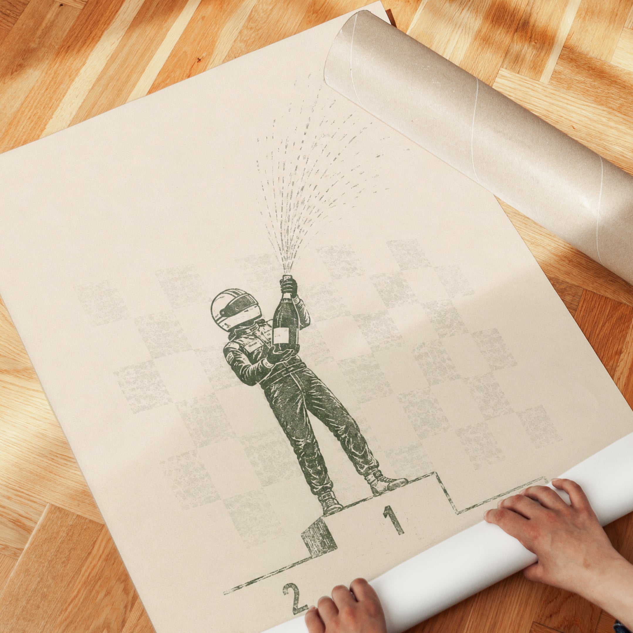 Racing Driver Wall Art – Motorsport Victory Print - detail
