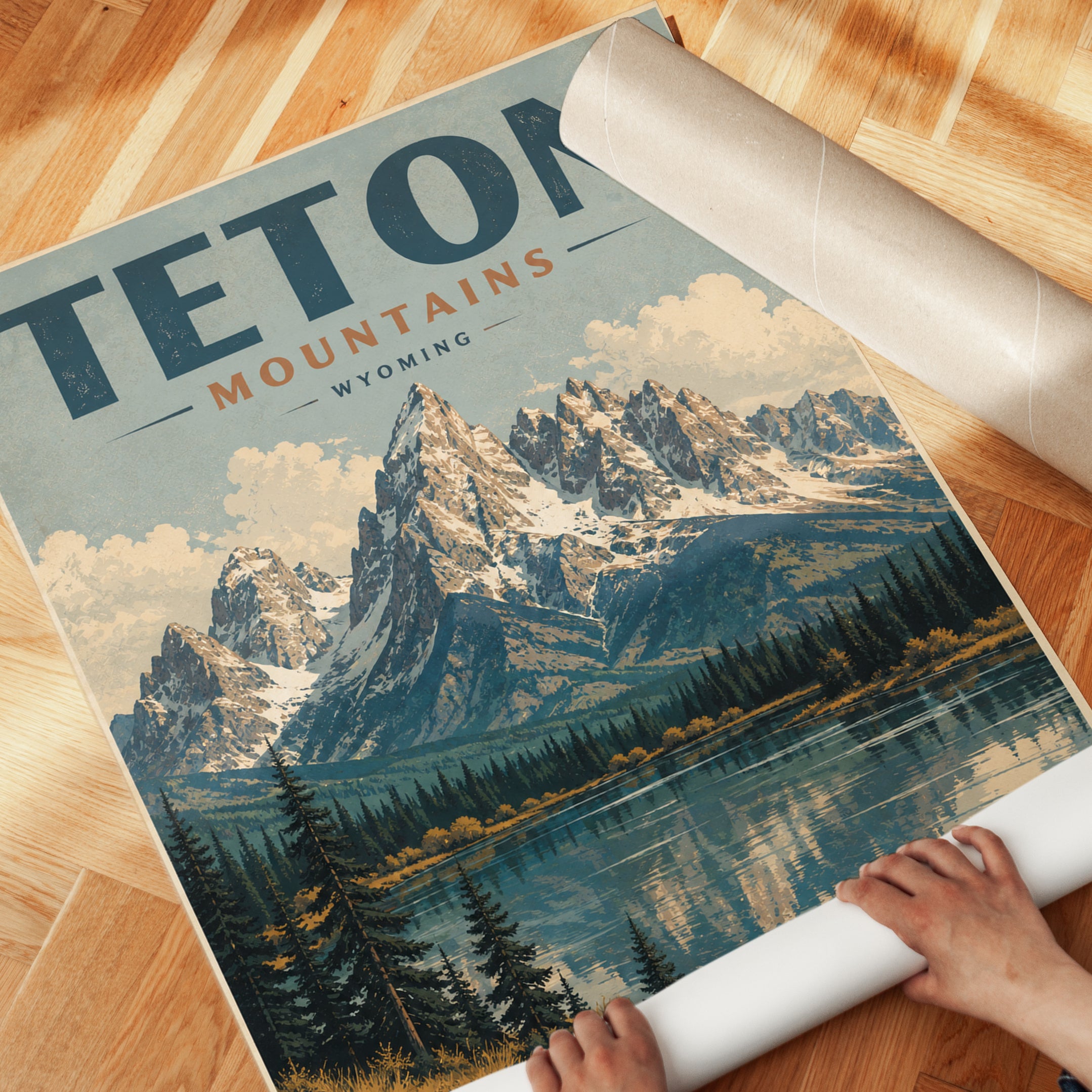 Grand Teton Poster – Vintage National Park Print - detail