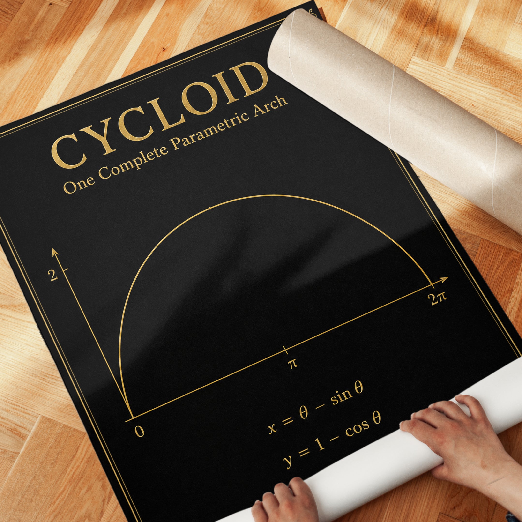 Math Wall Art – Cycloid Parametric Equation Print - detail