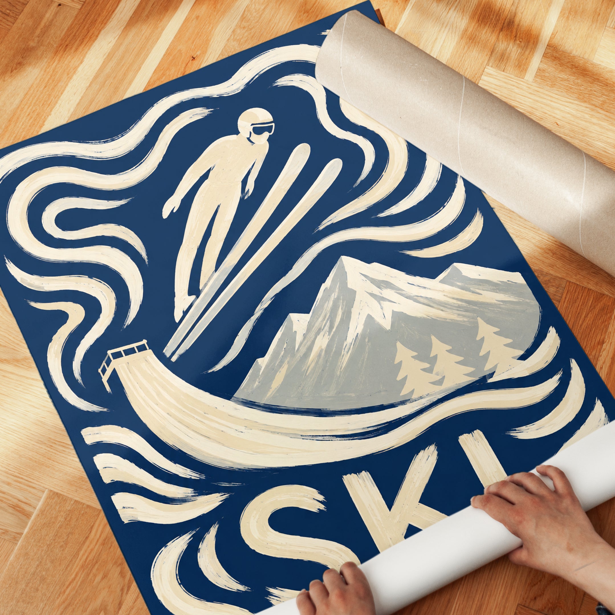 Ski Jump Poster – Vintage Ski Wall Art - detail
