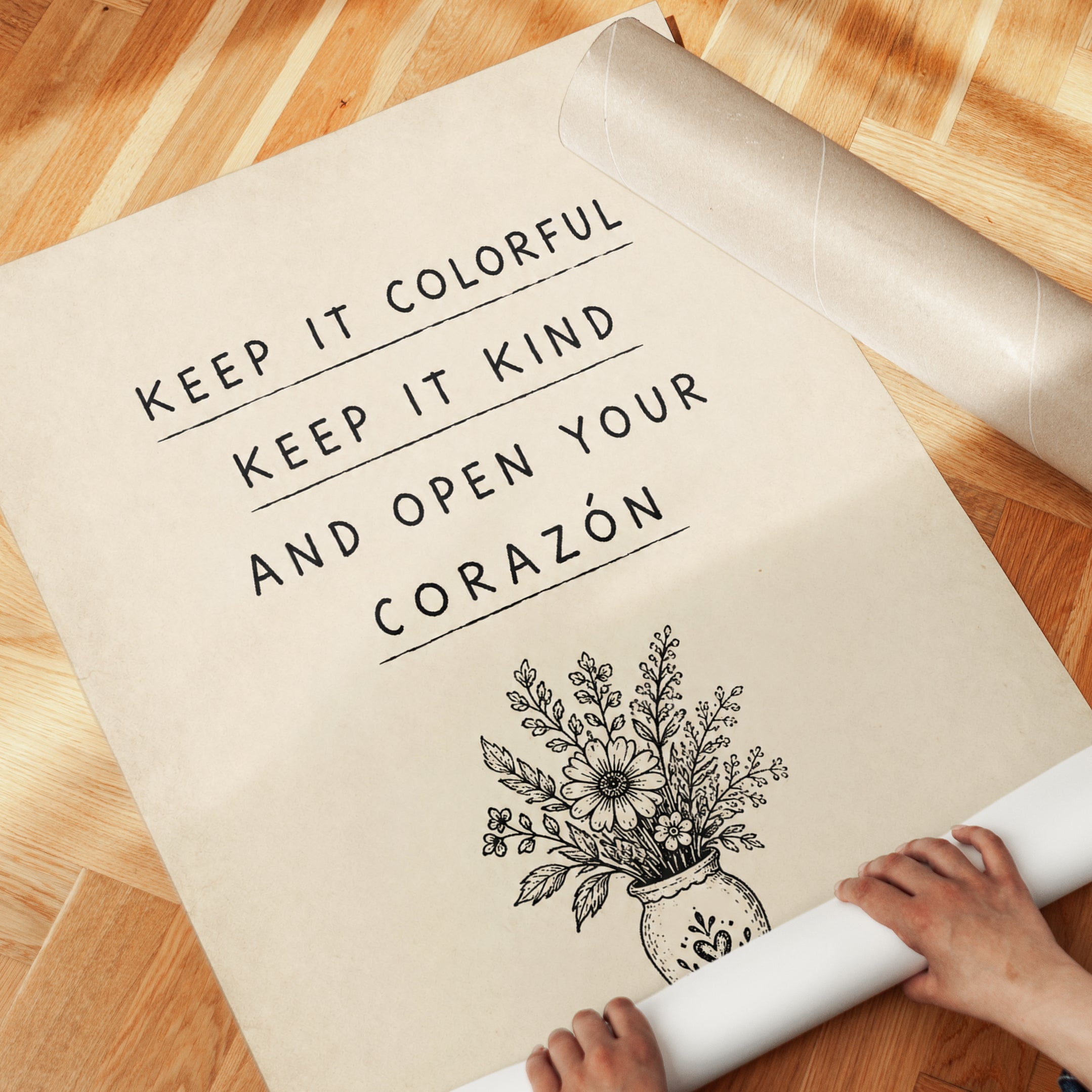 Keep It Colorful Typography Print: Wildflower Vase Illustration - detail