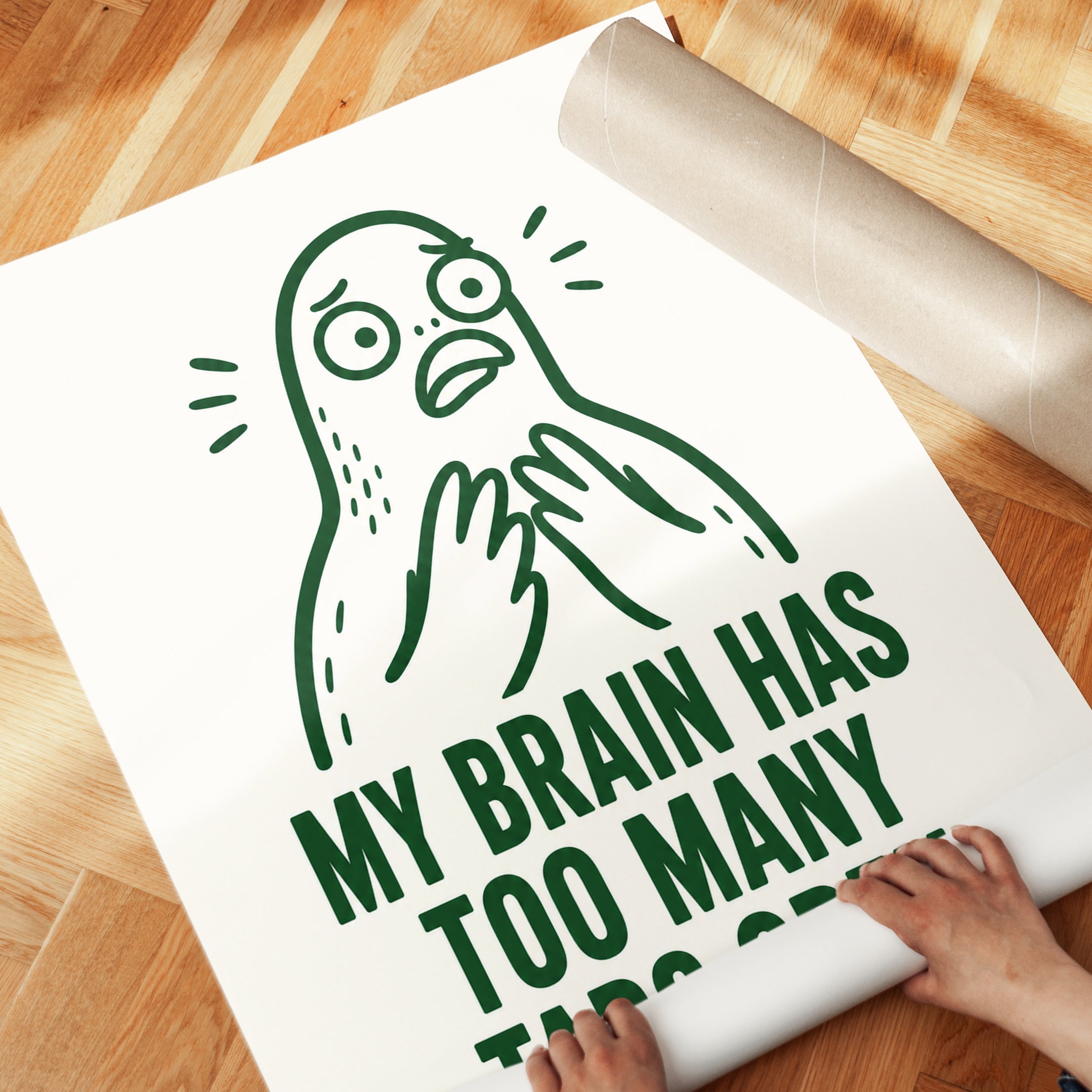 Bird Meme Wall Art: Quirky Office Humor - detail