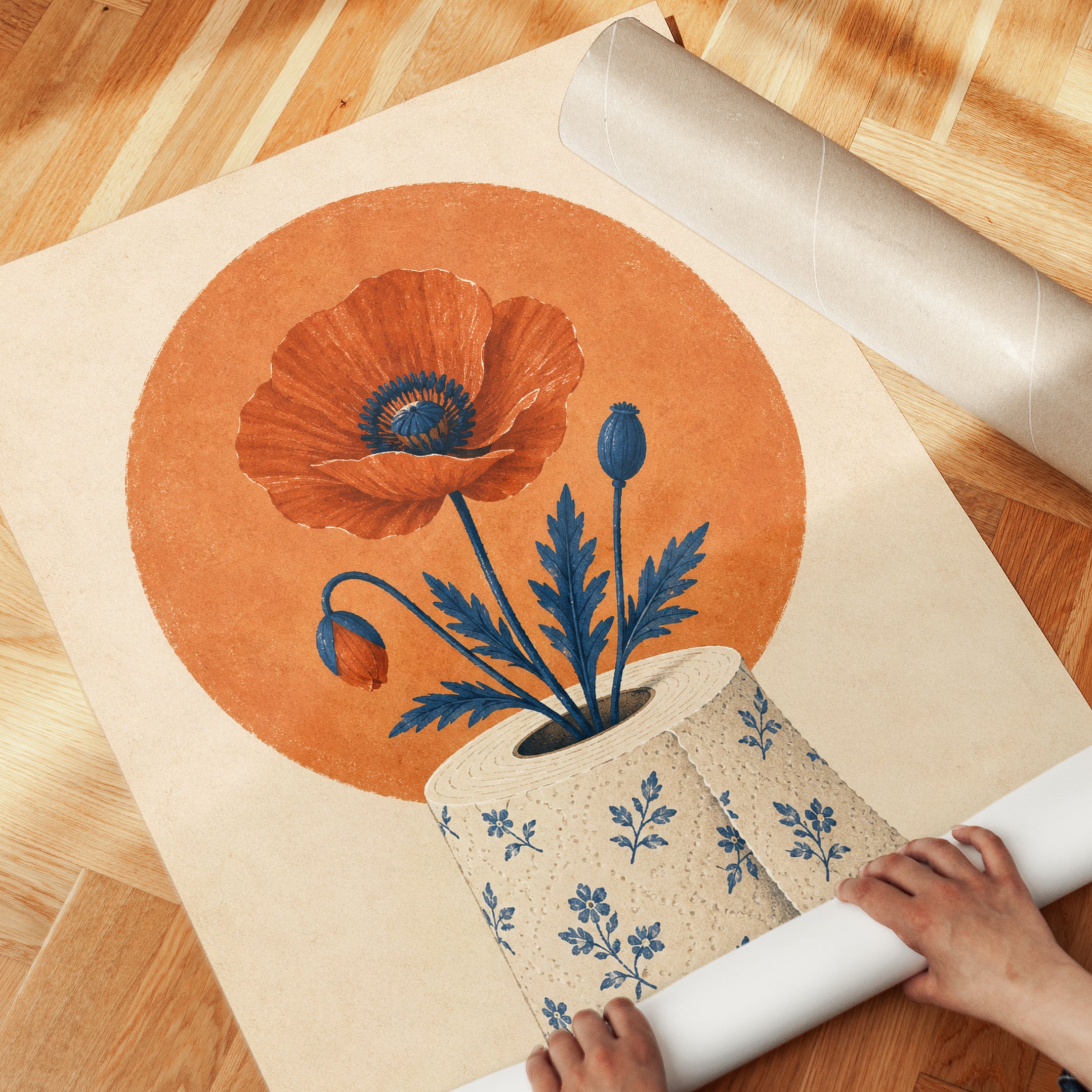 Poppy Flower Wall Art – Botanical Print - detail