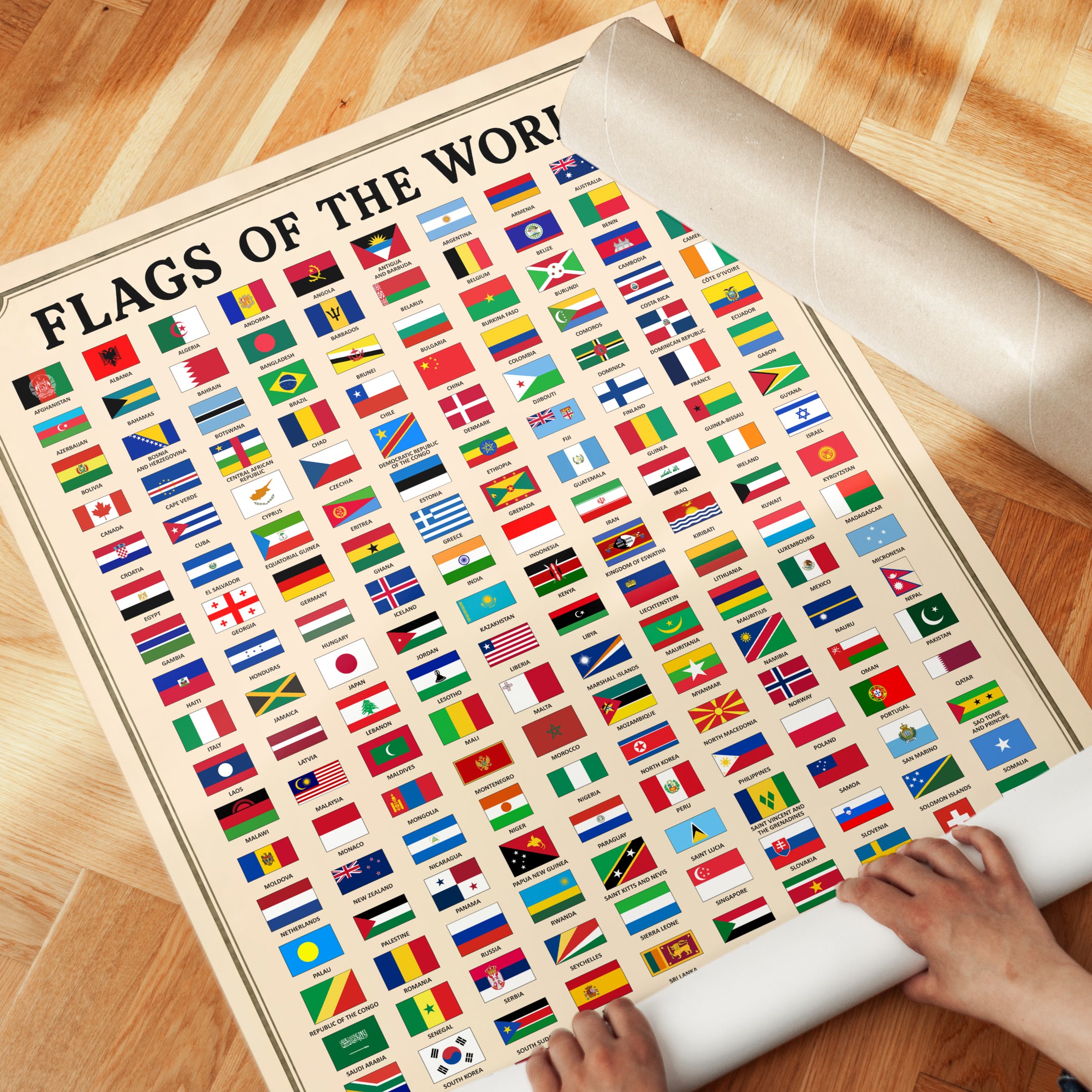 Flags of the World Poster – Educational Wall Art - detail