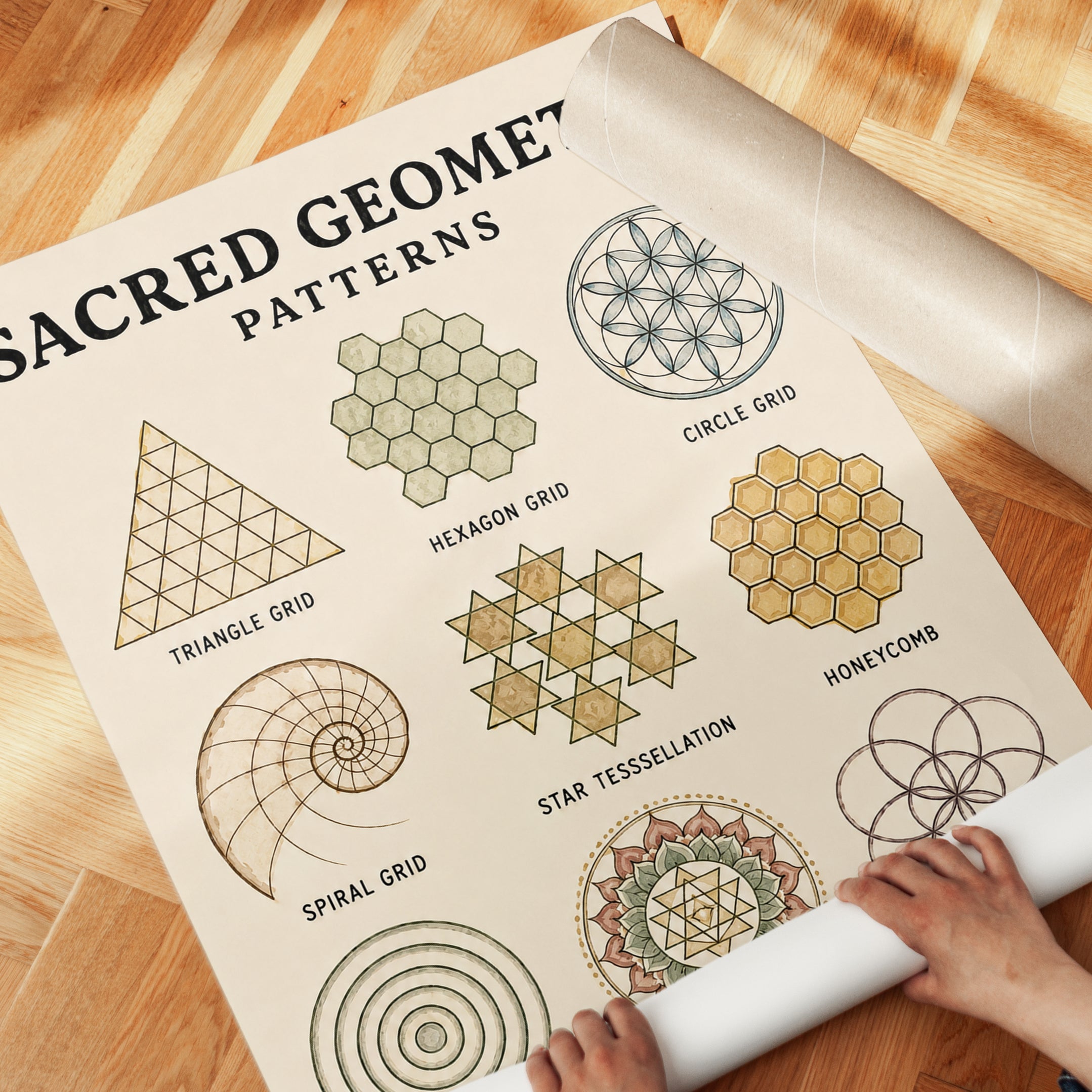 Sacred Geometry Art Print — Educational Chart - detail