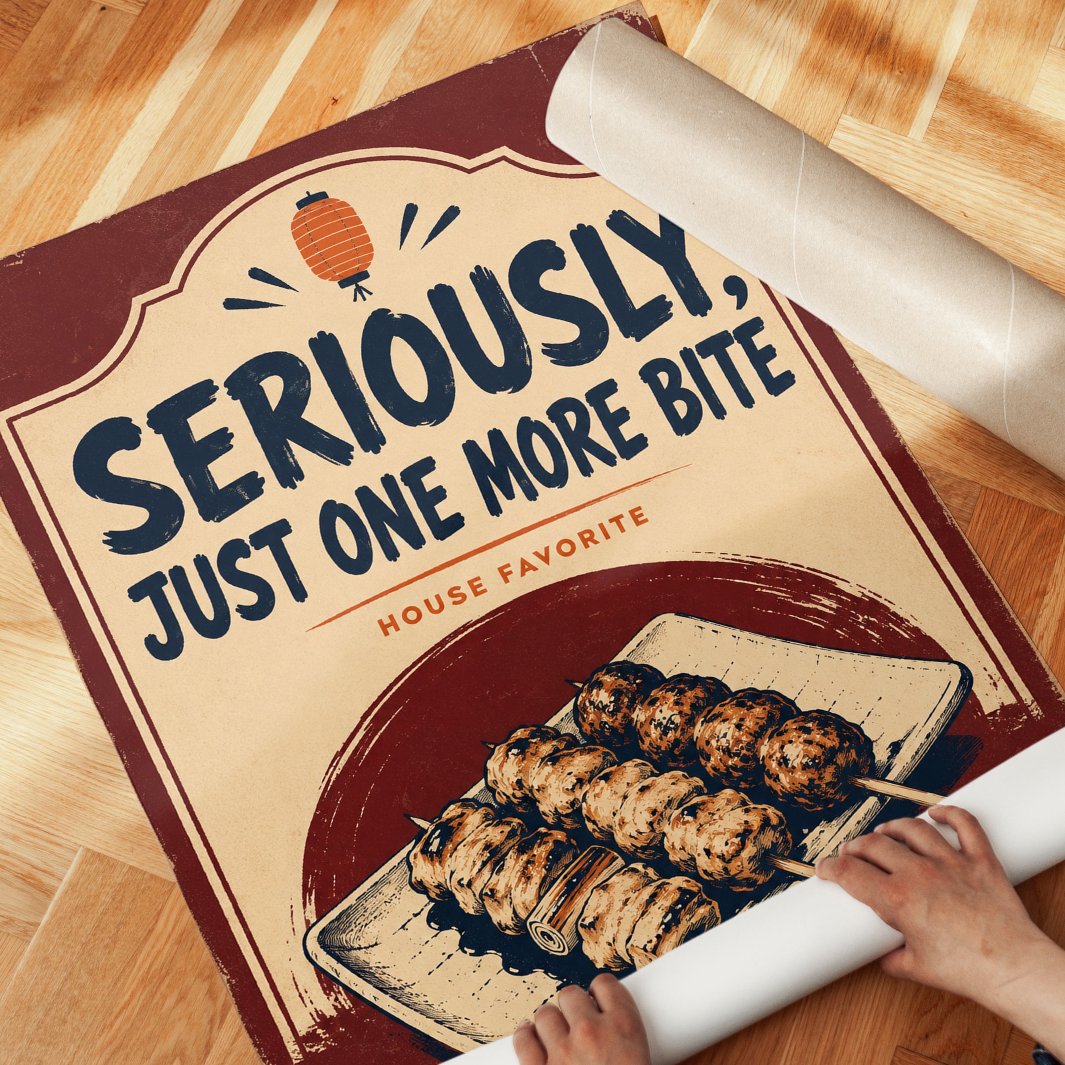 Japanese Yakitori Poster: Retro Kitchen Wall Art - detail
