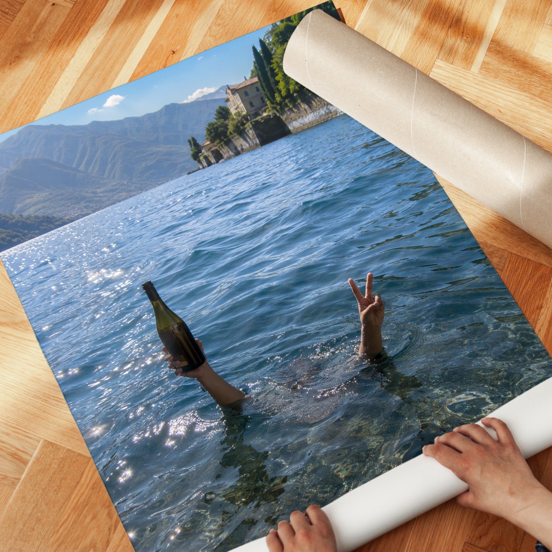 Italian Lake Wall Art – Coastal Photography Print - detail