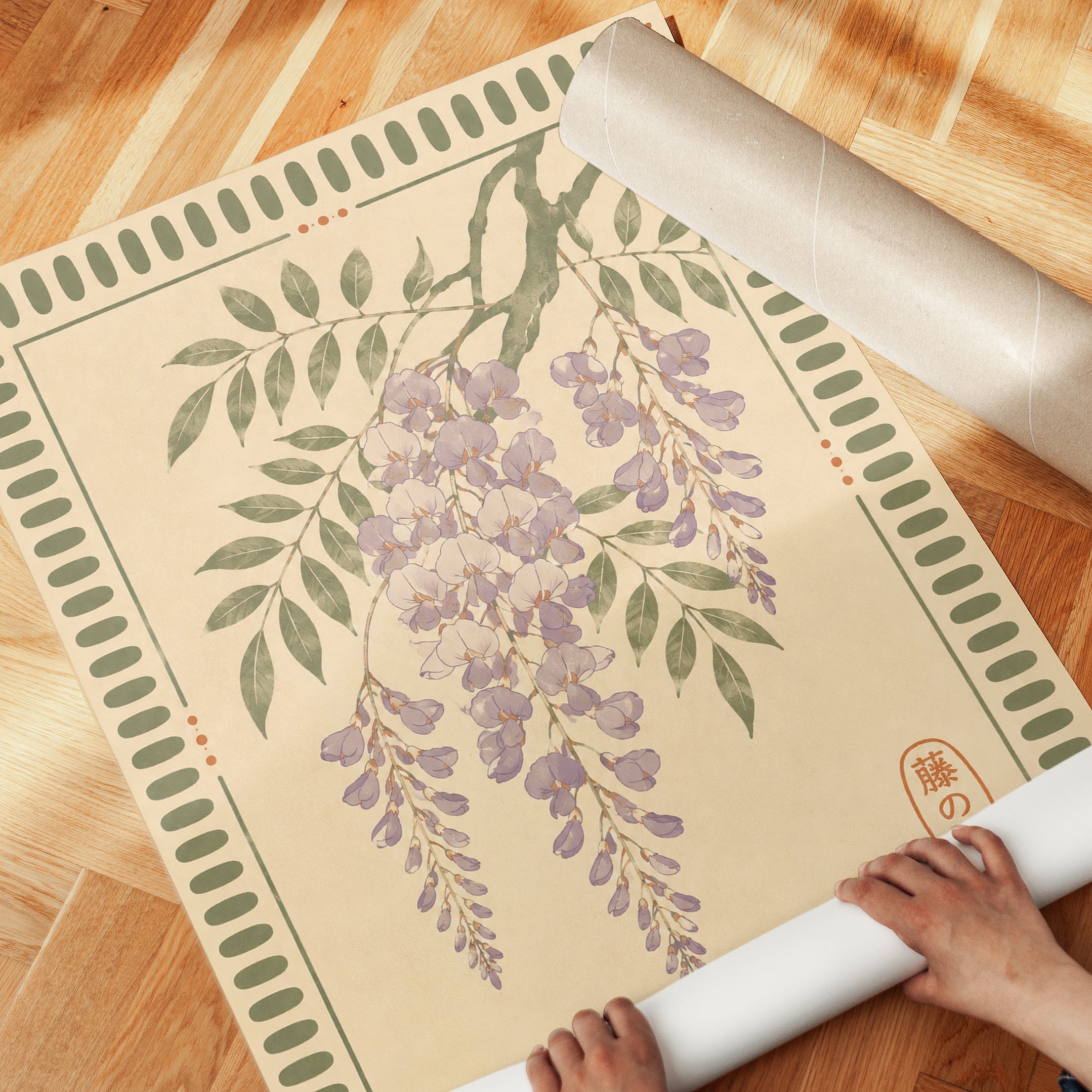 Wisteria Wall Art – Japanese Botanical Print - detail