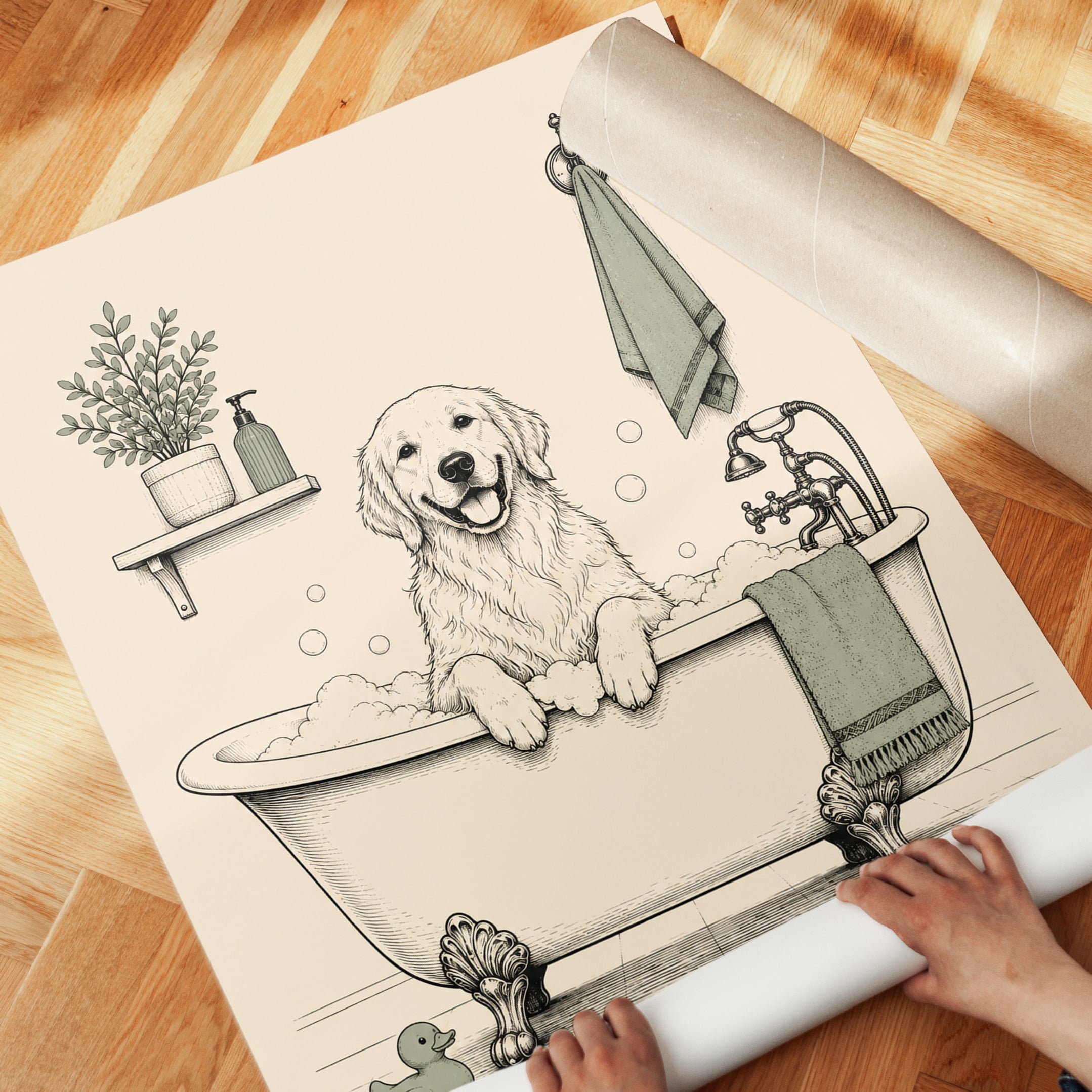 Dog Bathroom Wall Art - detail