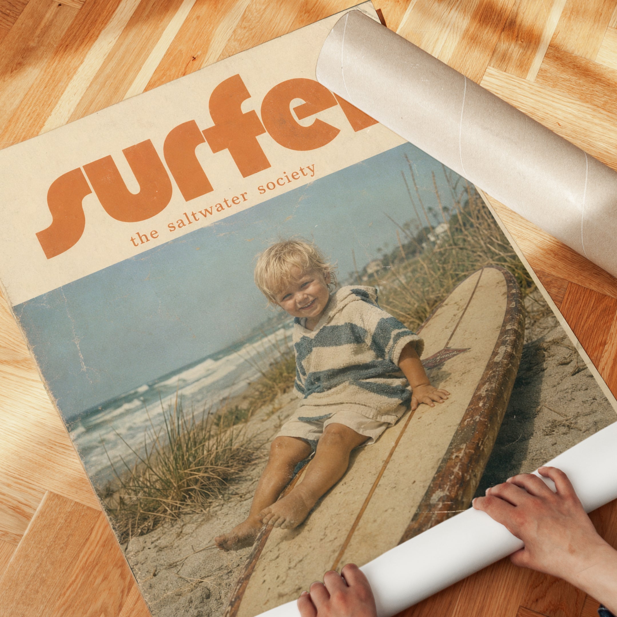 Vintage Surfer Magazine Cover Print: Retro Beach Photography - detail