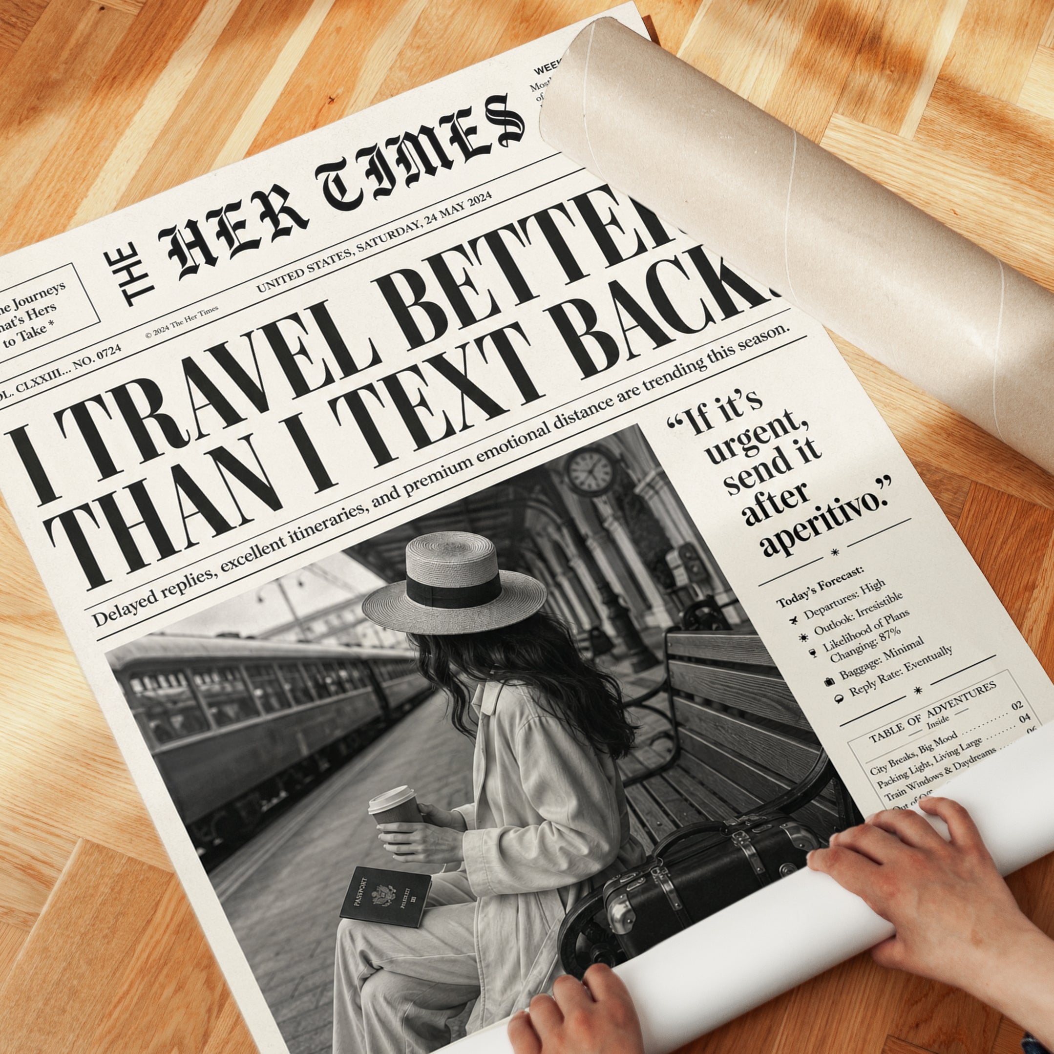 Train Station Travel Poster: Vintage Black and White Photography - detail