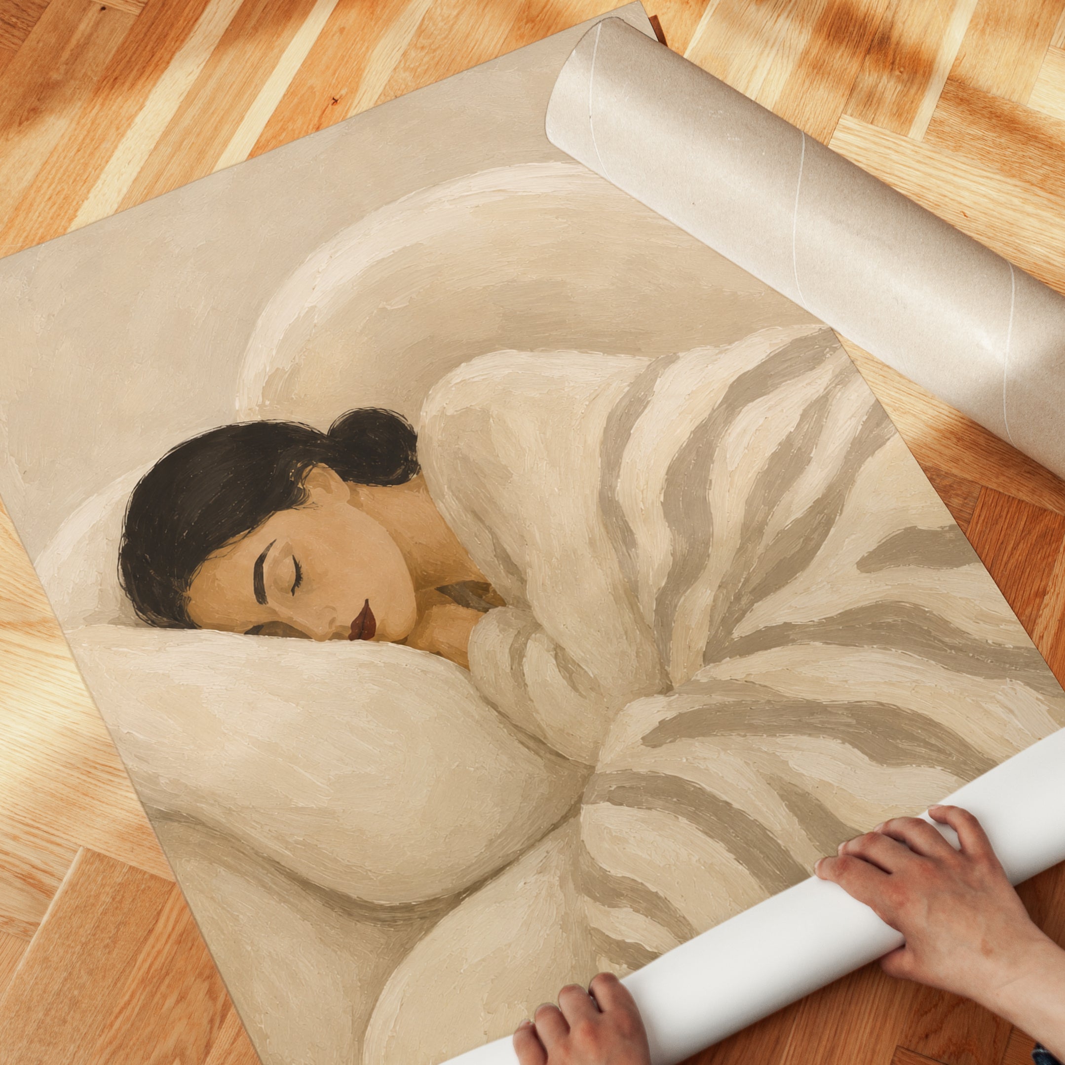 Woman Sleeping Art Print - detail