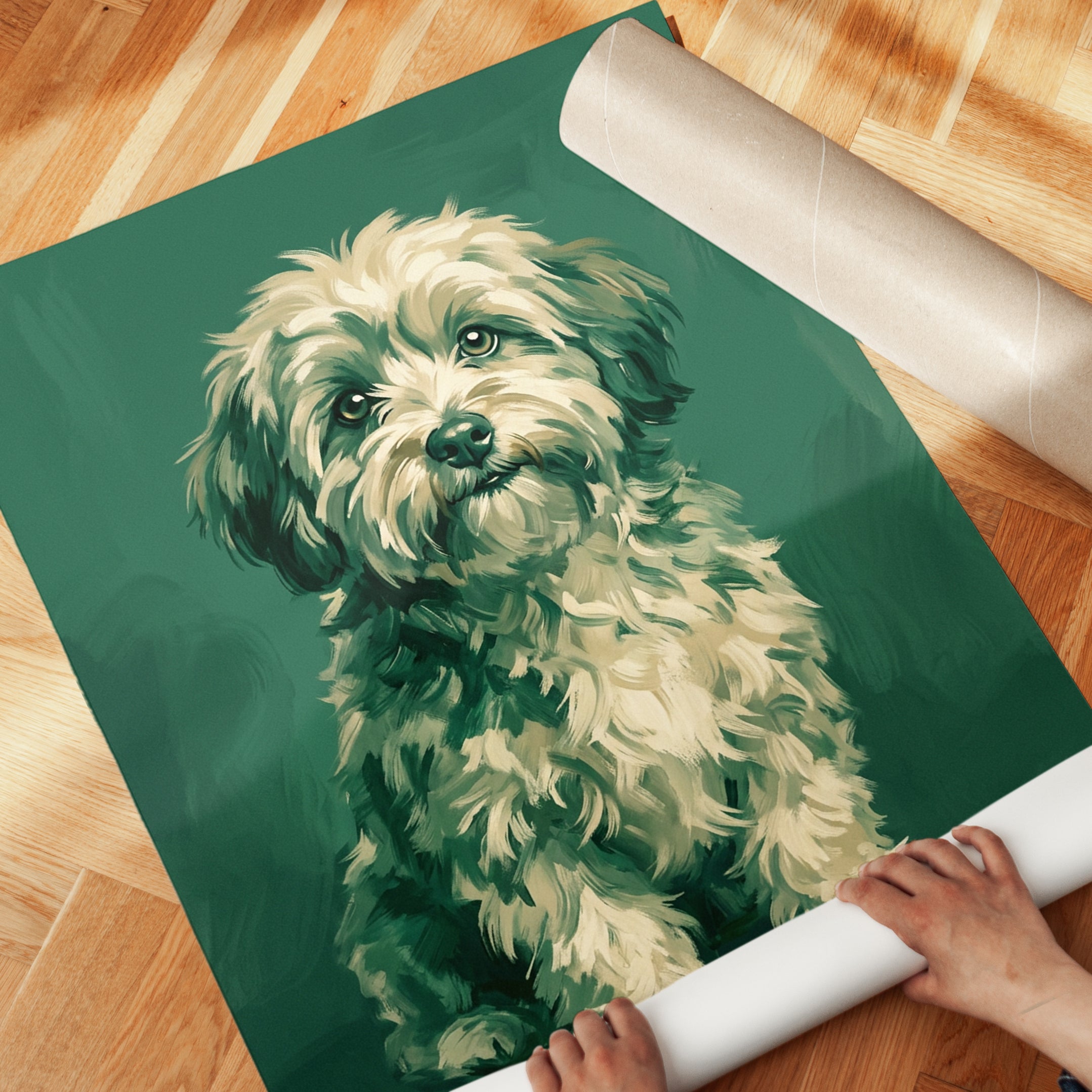 Dog Portrait Print — Vintage Style Pet Illustration - detail