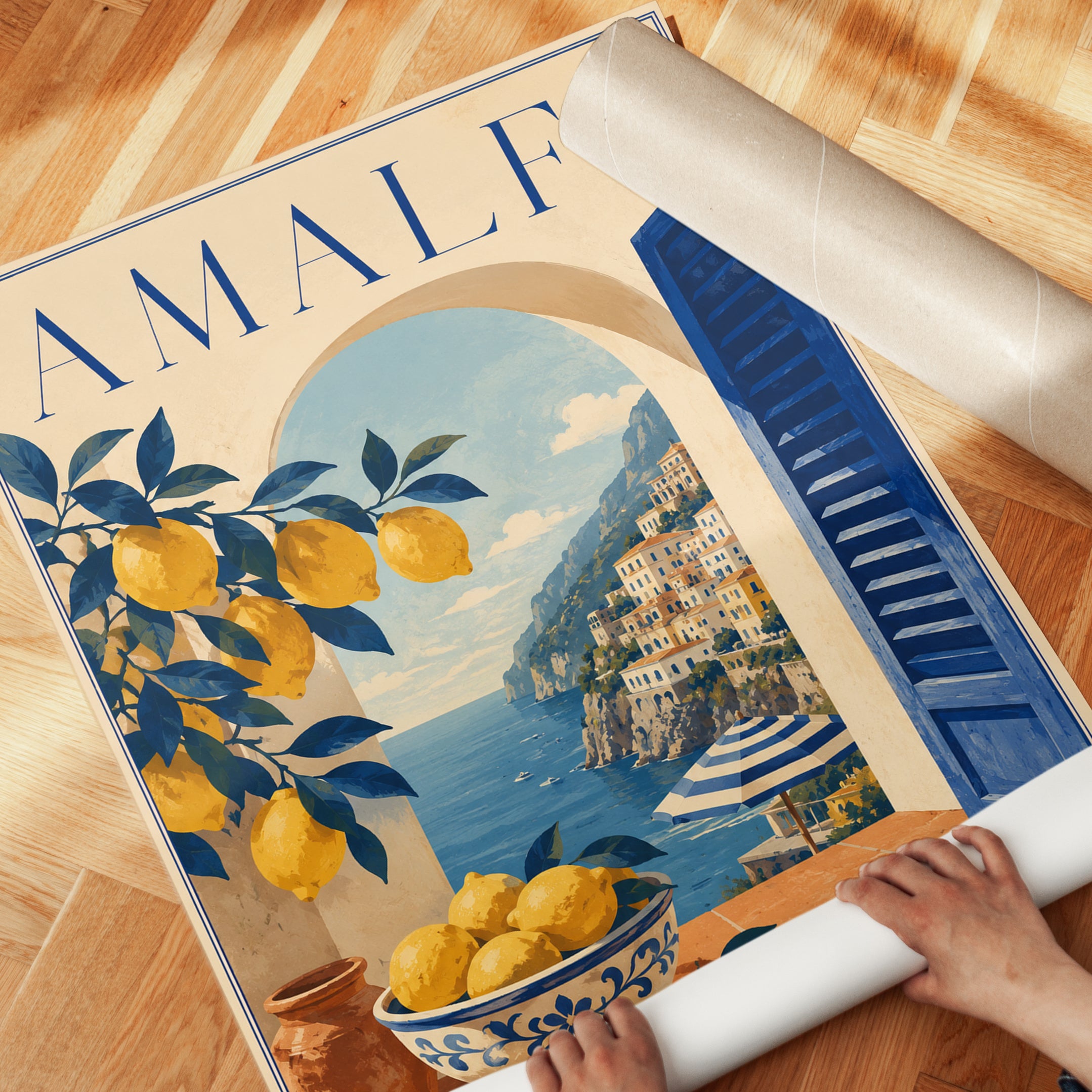Vintage Amalfi Coast Poster - detail